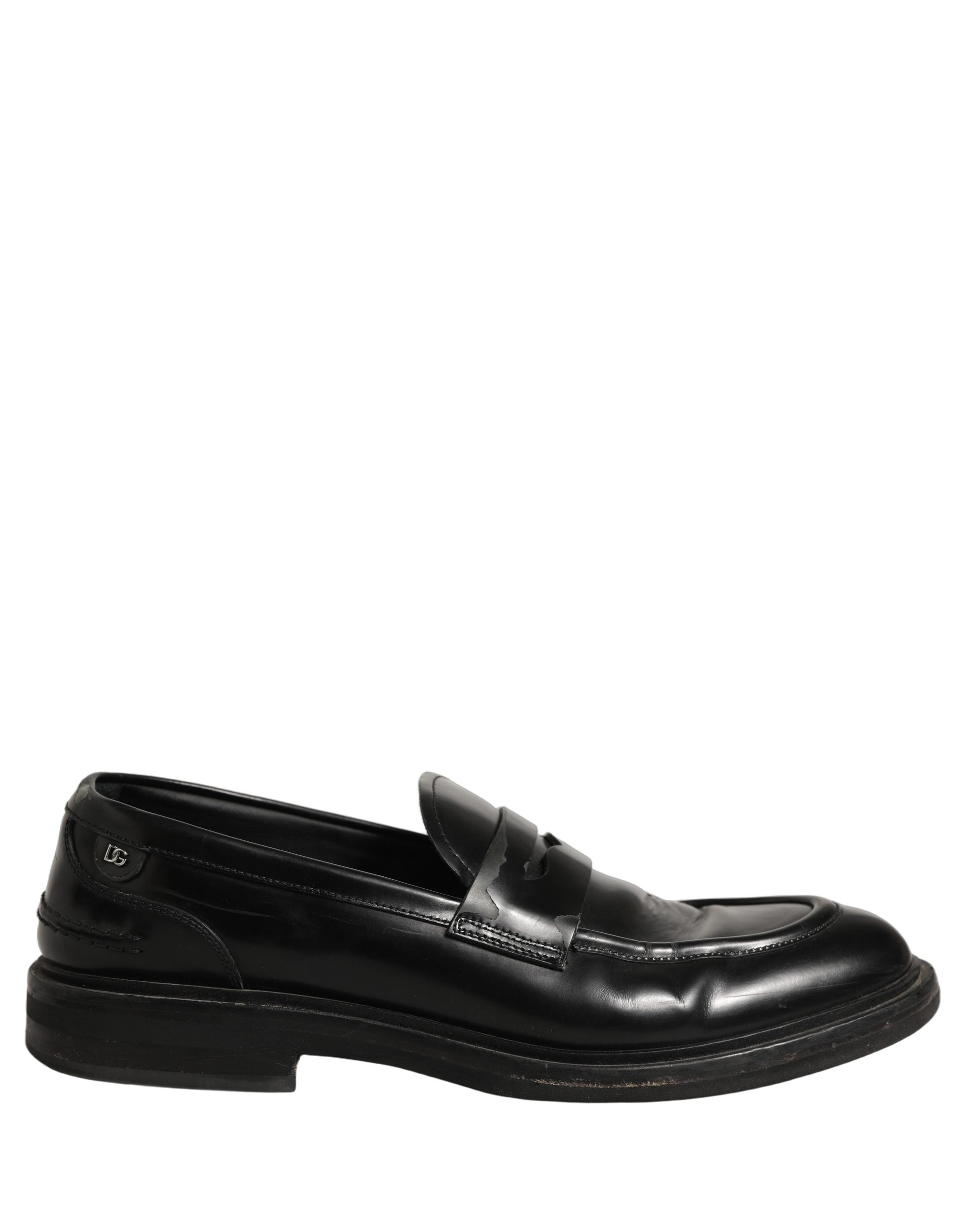 Dolce & Gabbana Black Brushed Calf Leather Loafers Shoes