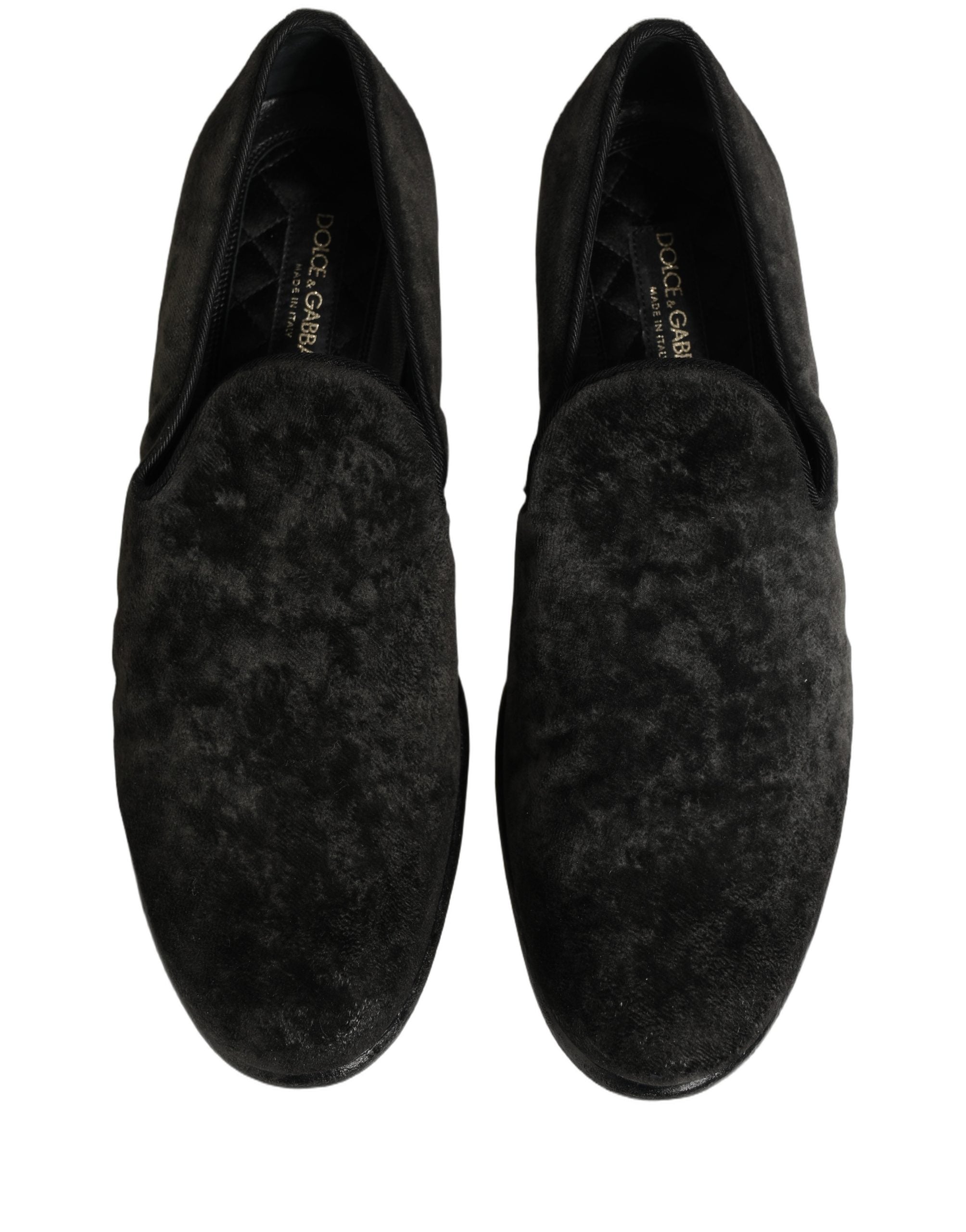 Dolce & Gabbana Black Suede Slip On Men Slippers Loafers Shoes
