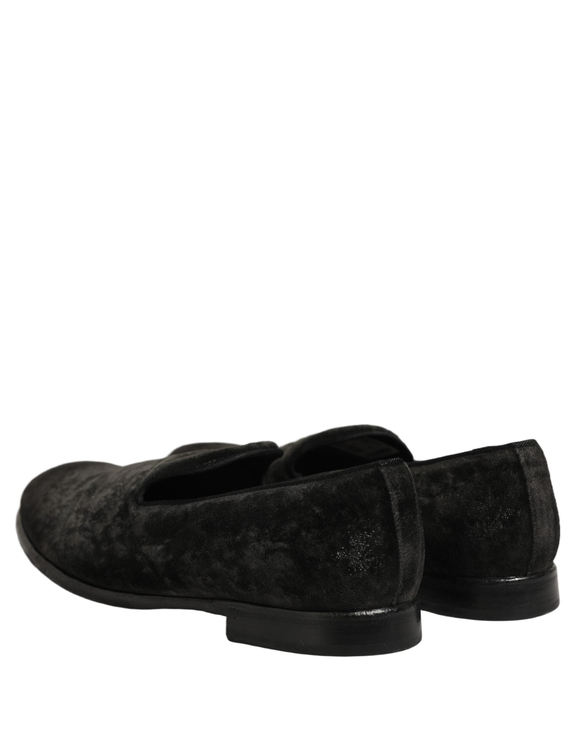 Dolce & Gabbana Black Suede Slip On Men Slippers Loafers Shoes