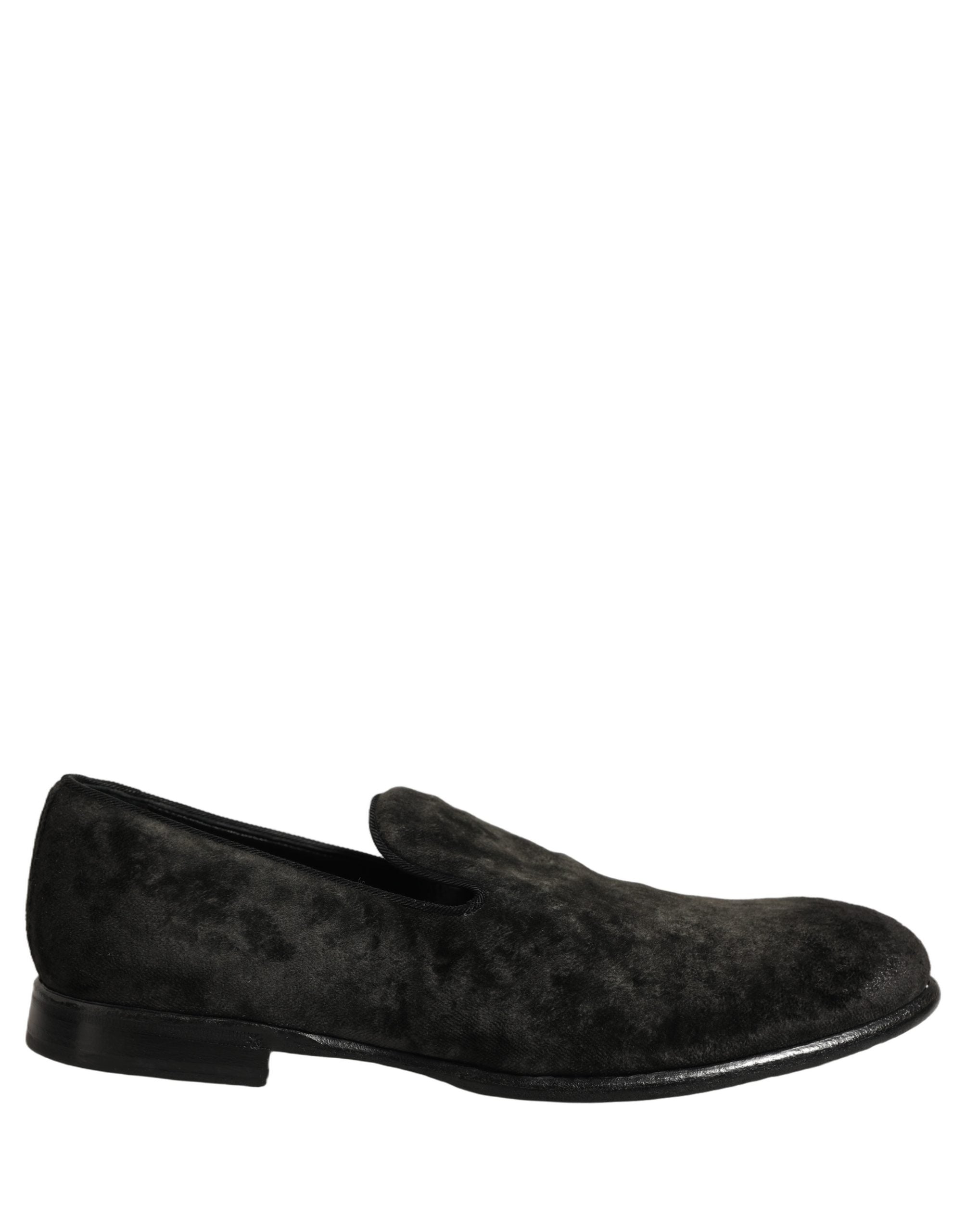 Dolce & Gabbana Black Suede Slip On Men Slippers Loafers Shoes