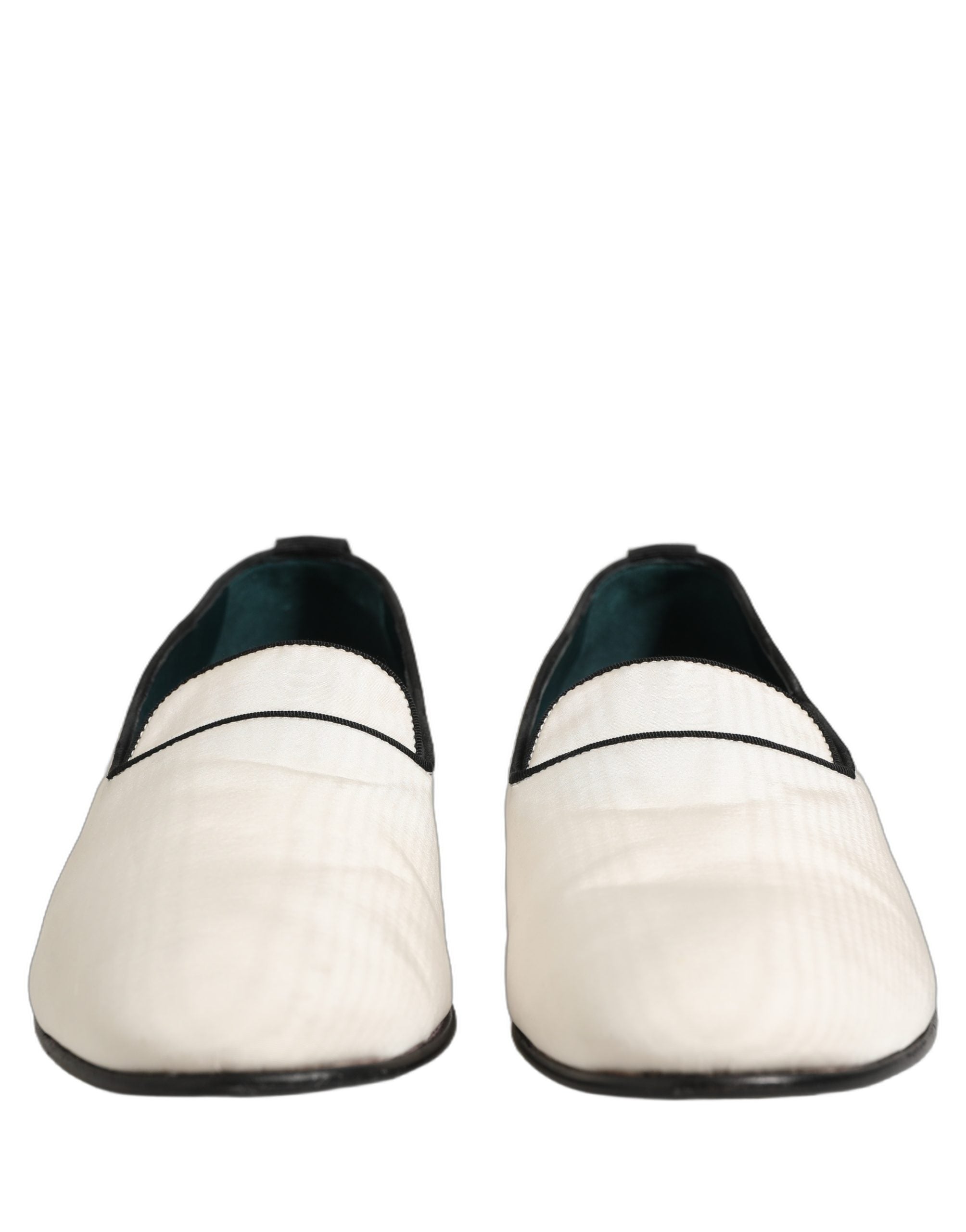 Dolce & Gabbana White Velvet Slip On Men Flats Loafers Shoes