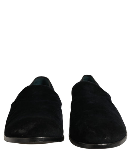 Dolce & Gabbana Black Suede Slip On Slippers Loafers Shoes