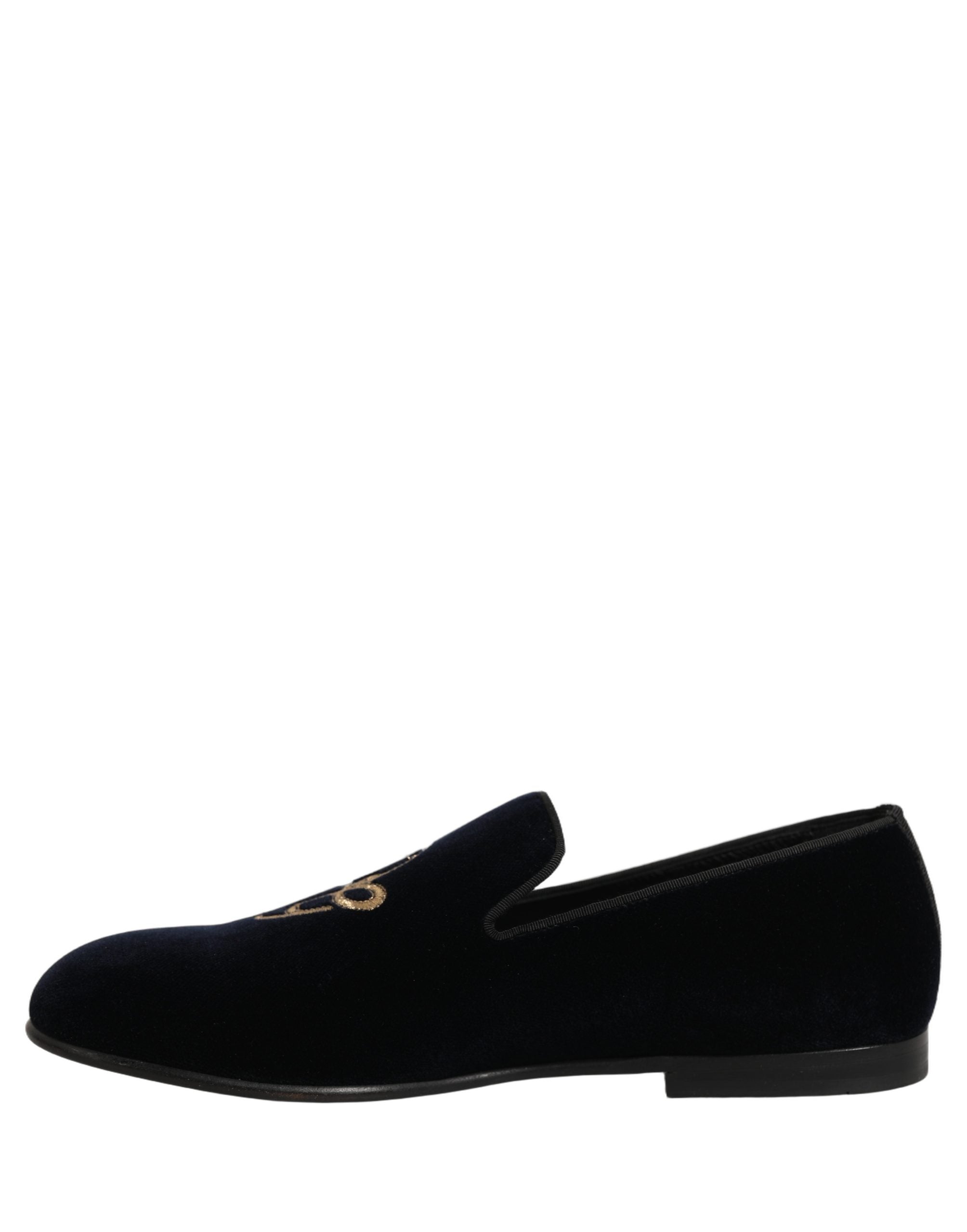 Dolce & Gabbana Black Suede DG Logo Slippers Men Loafers Shoes