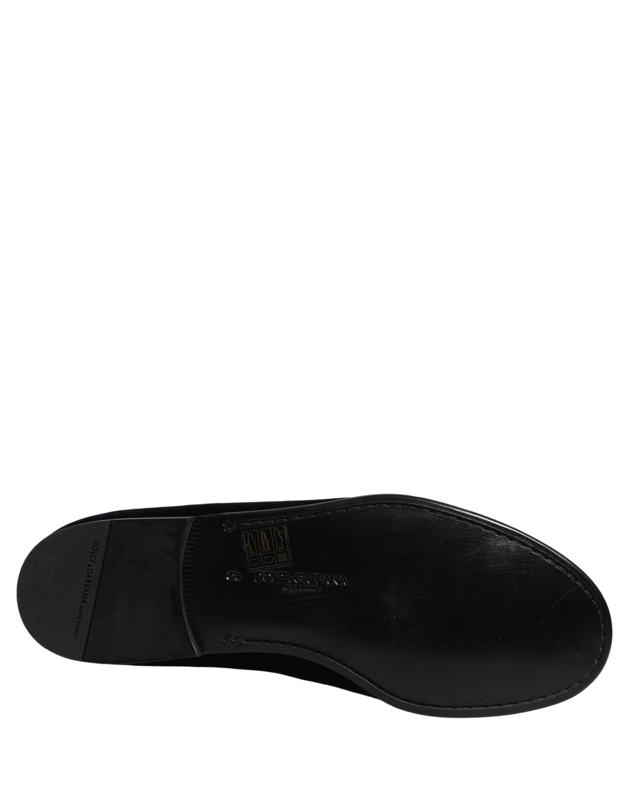 Dolce & Gabbana Black Suede DG Logo Slippers Men Loafers Shoes