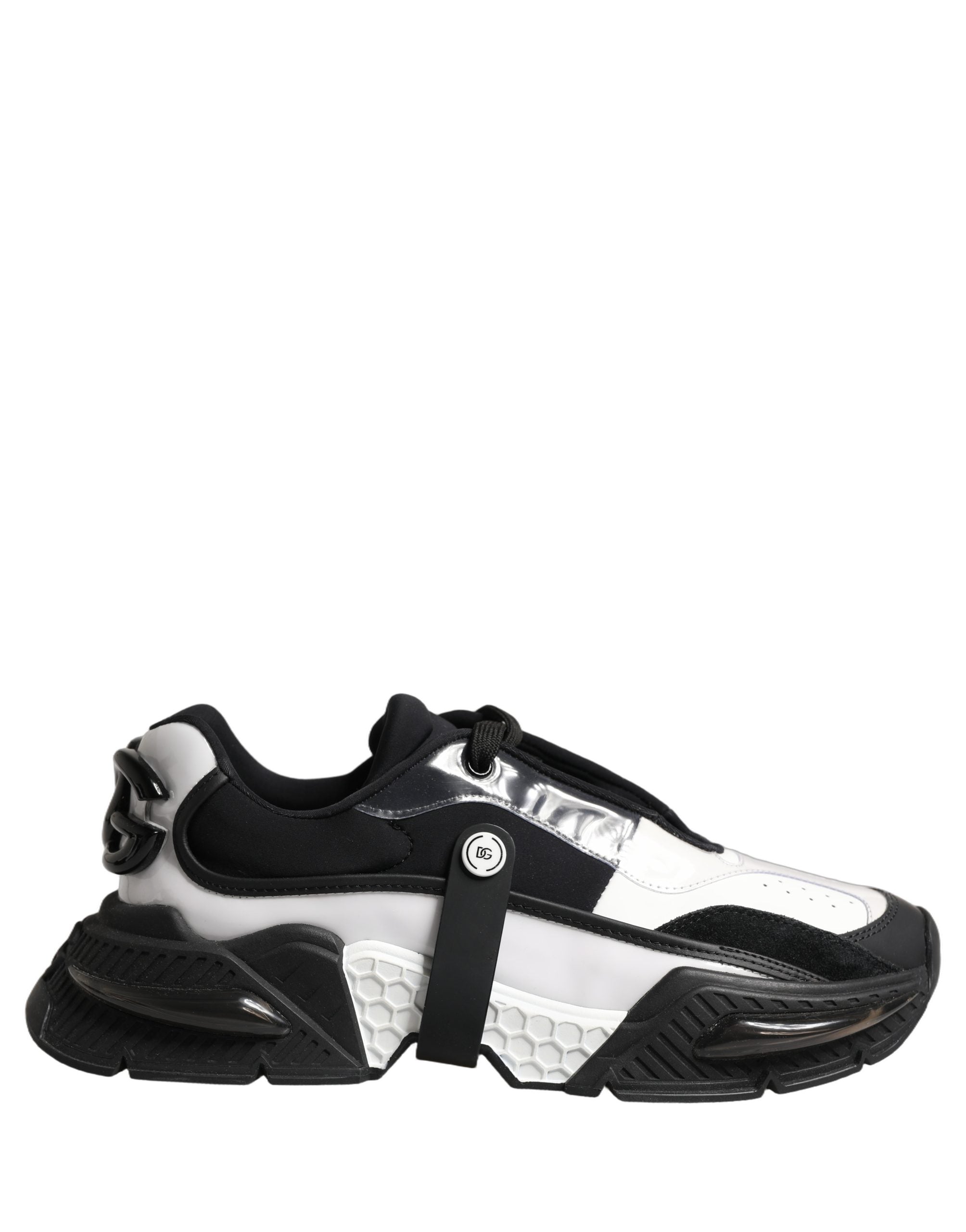 Dolce & Gabbana White Black Logo Airmaster Men Sneakers Shoes