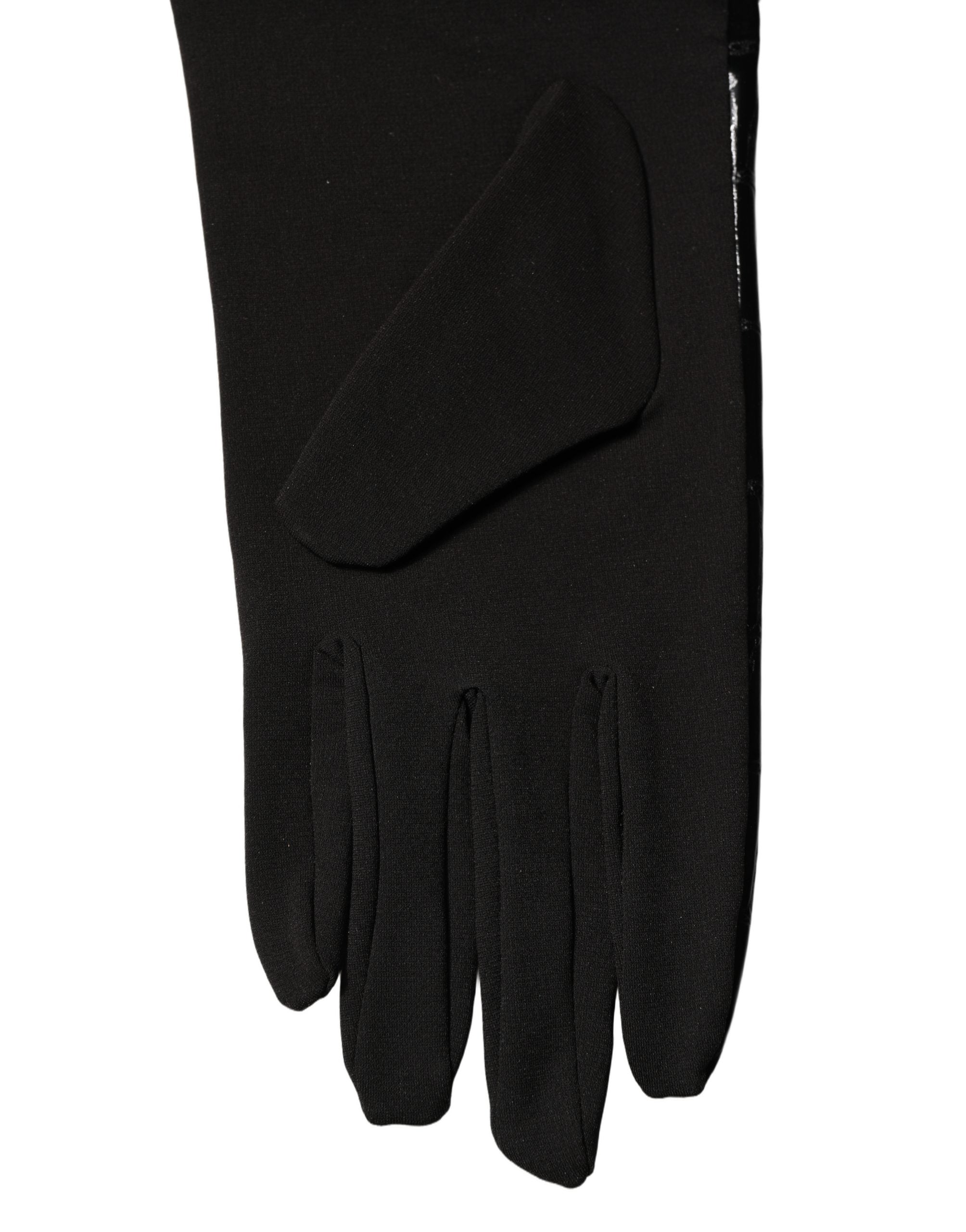 Dolce & Gabbana Black Polyester Patterned Short Length Gloves