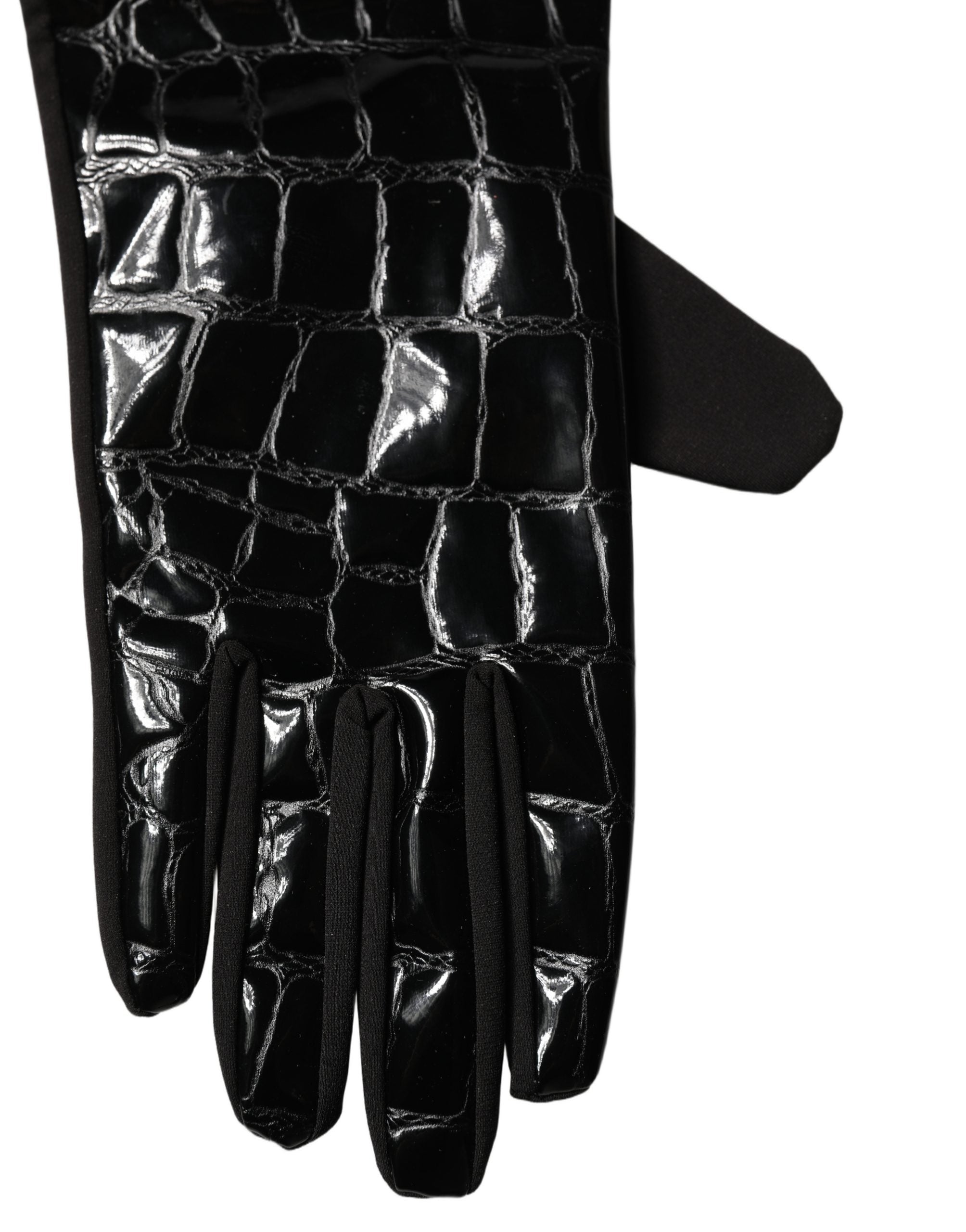 Dolce & Gabbana Black Polyester Patterned Short Length Gloves