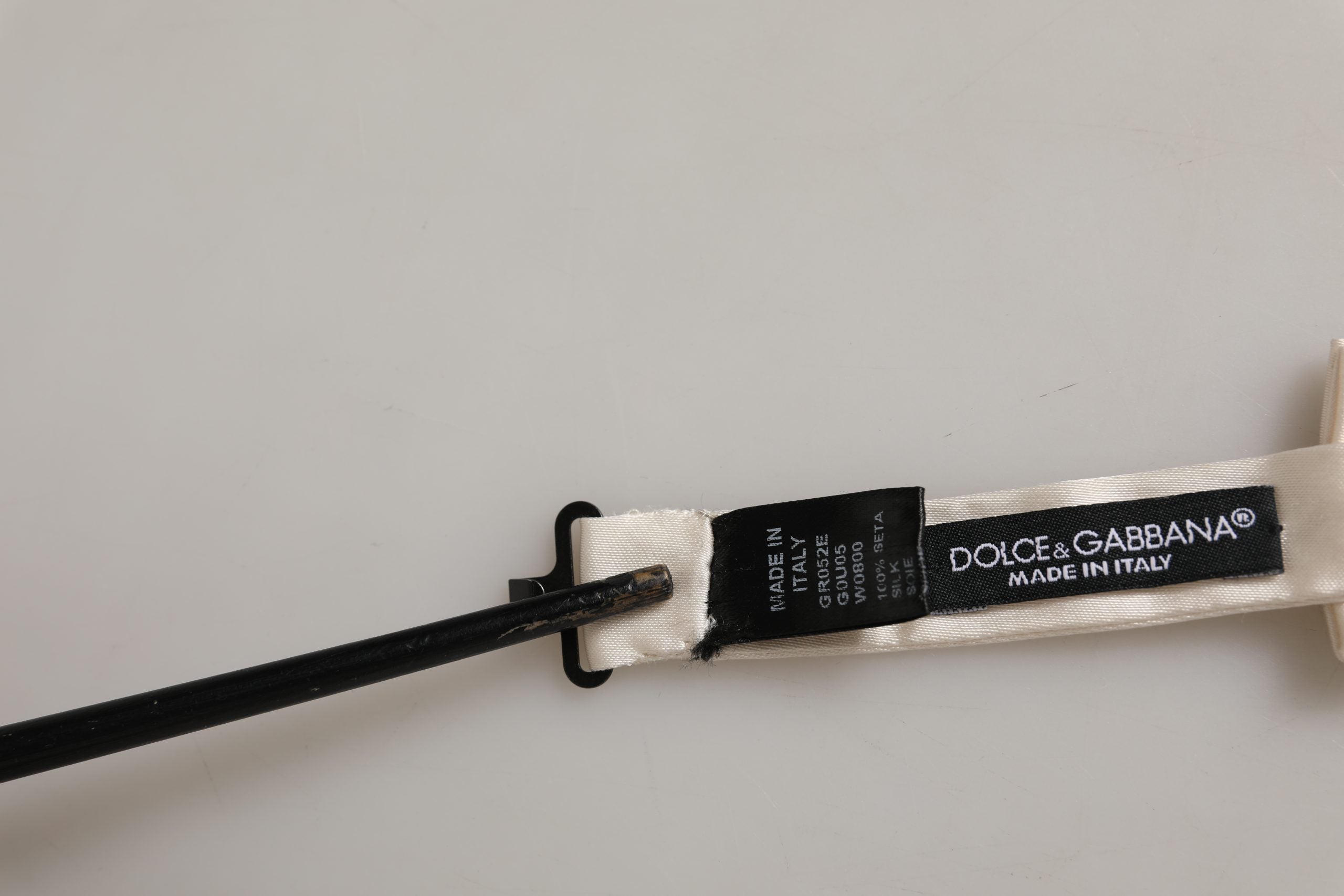 Dolce & Gabbana Men White 100% Silk Adjustable Neck Papillon Bow Tie