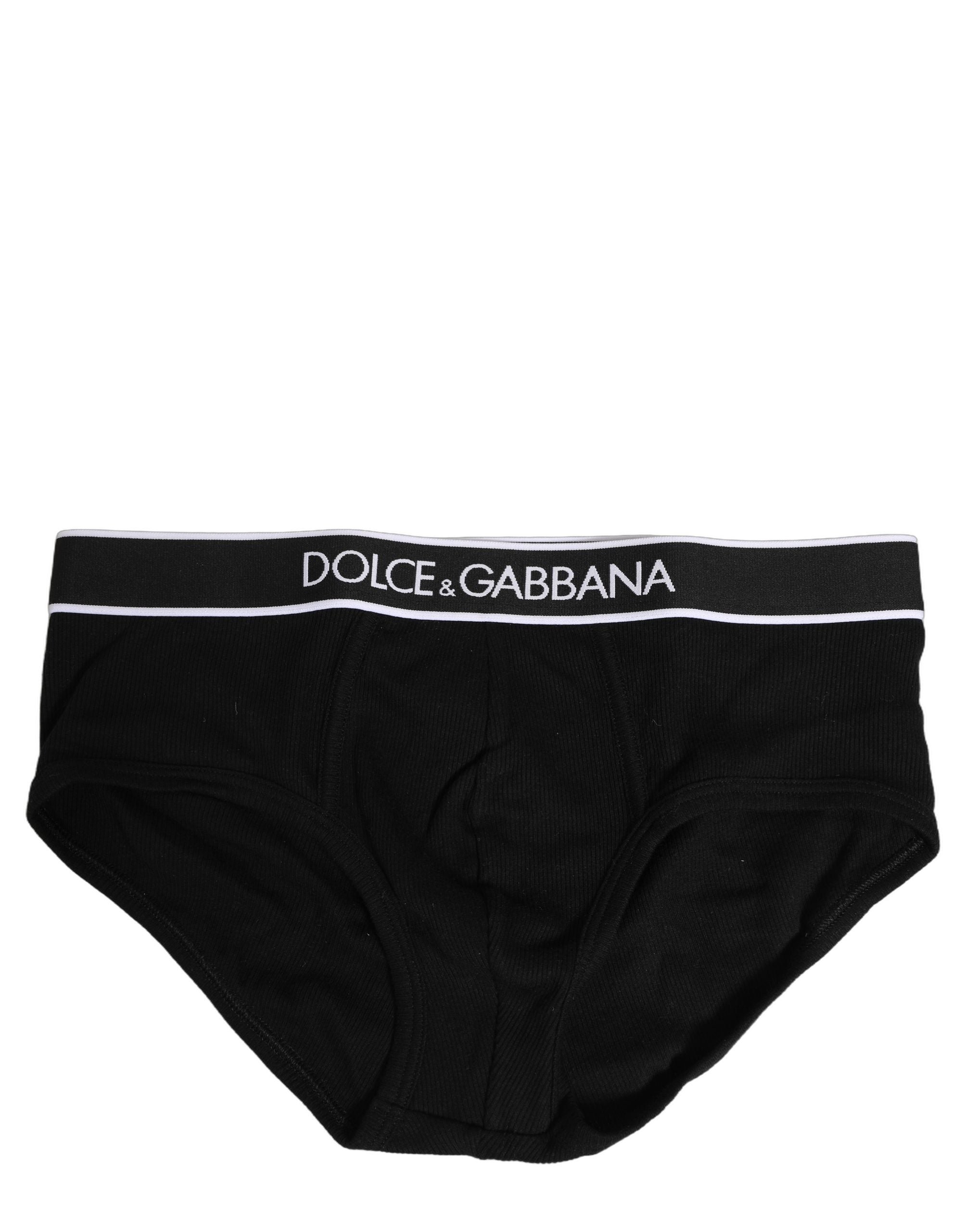 Dolce & Gabbana Black Logo Cotton Men Brando Brief Underwear