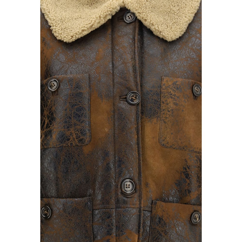 Valstar Brown Lamb Ovis Aries Leather Jacket