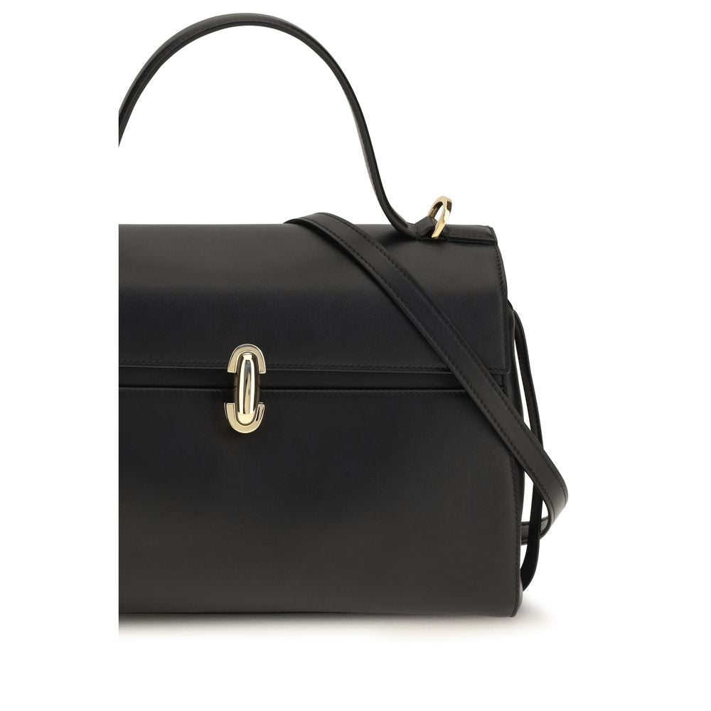 Savette Black Calf Leather Bos Taurus Shoulder Bag