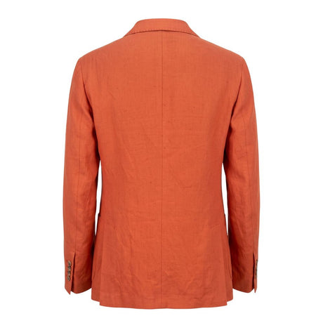 Roberto Pepe Luxury Orange Linen Men Jacket