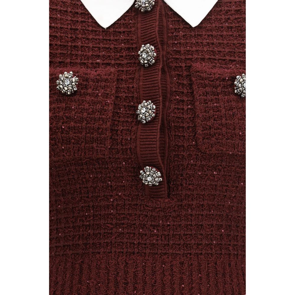 Self-Portrait Bordeaux Polyester Casual Dress