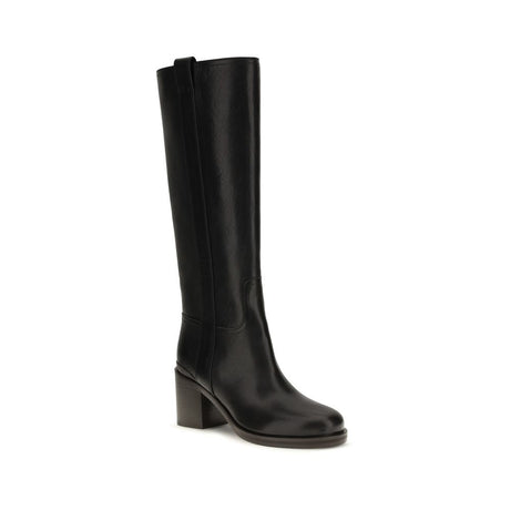 Brunello Cucinelli Black Calf Leather Bos Taurus High Heel Boots