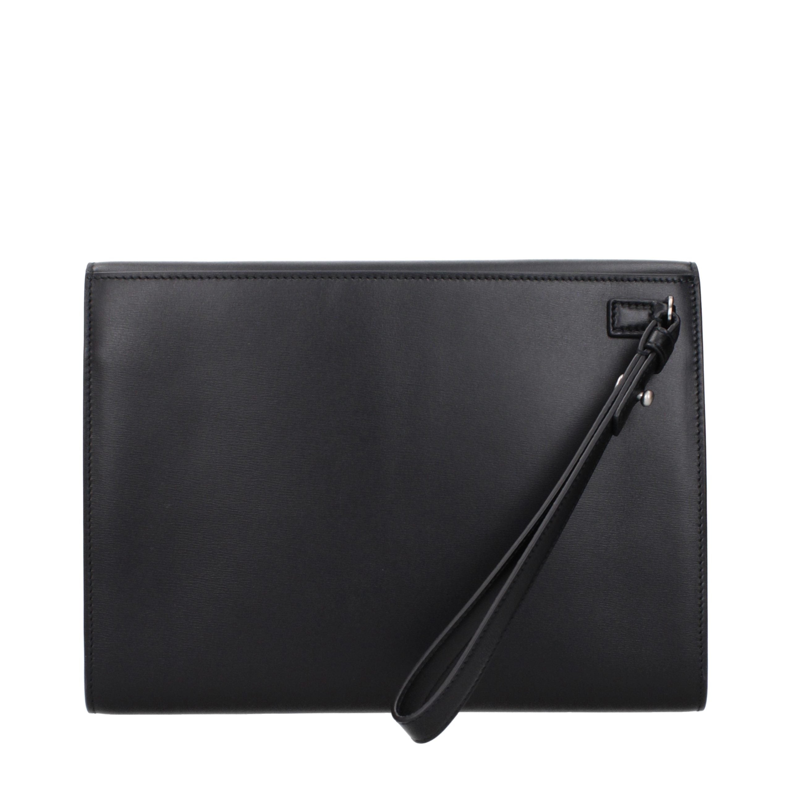 Ferragamo Black Leather Clutch Bag