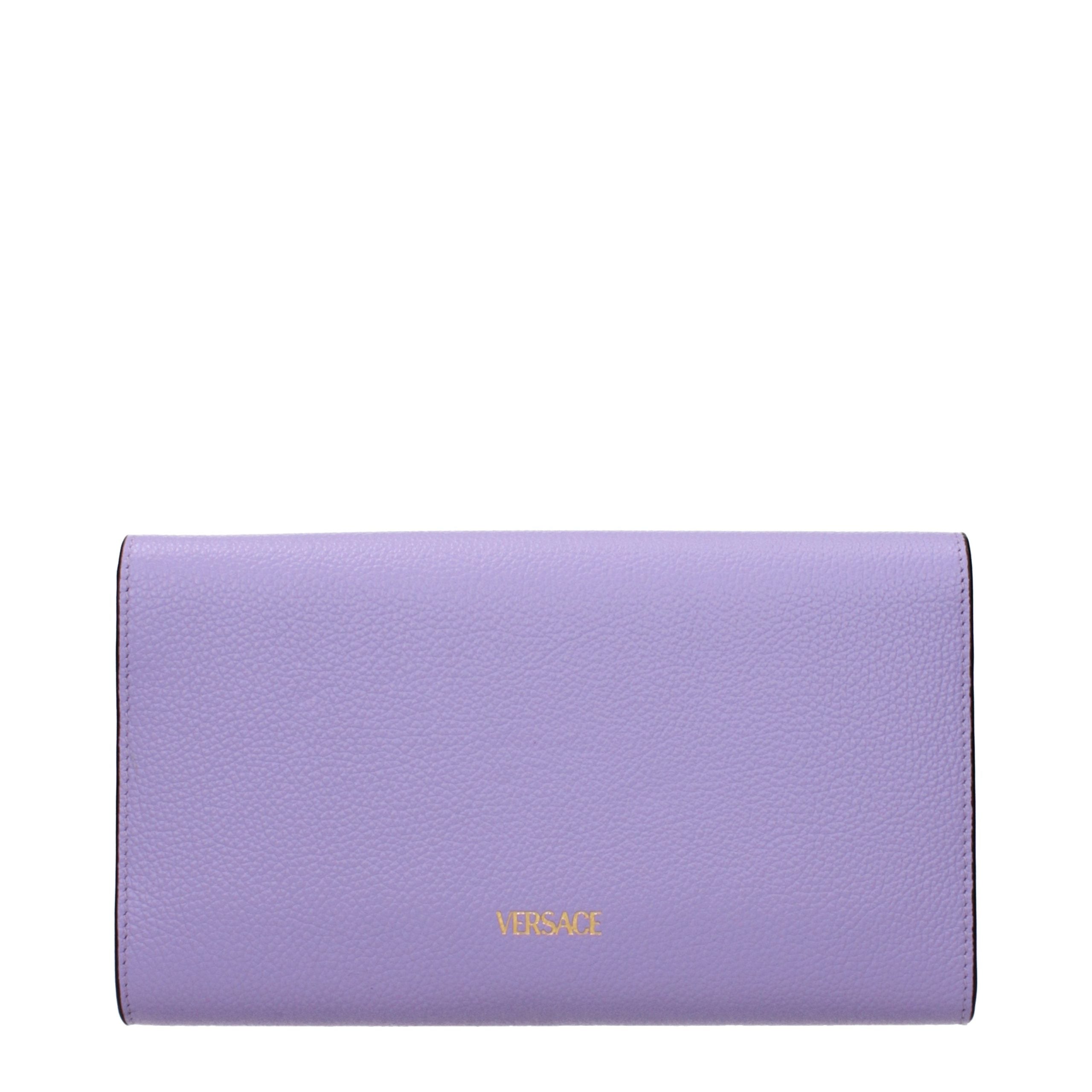 Versace Purple Leather Clutch Bag