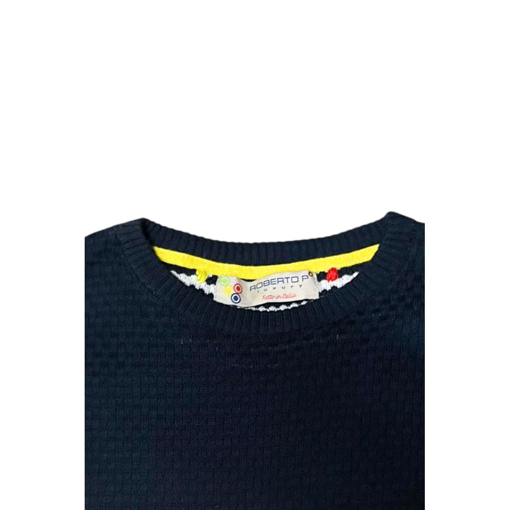 Roberto Pepe Luxury Blue Cotton Men's Sweater