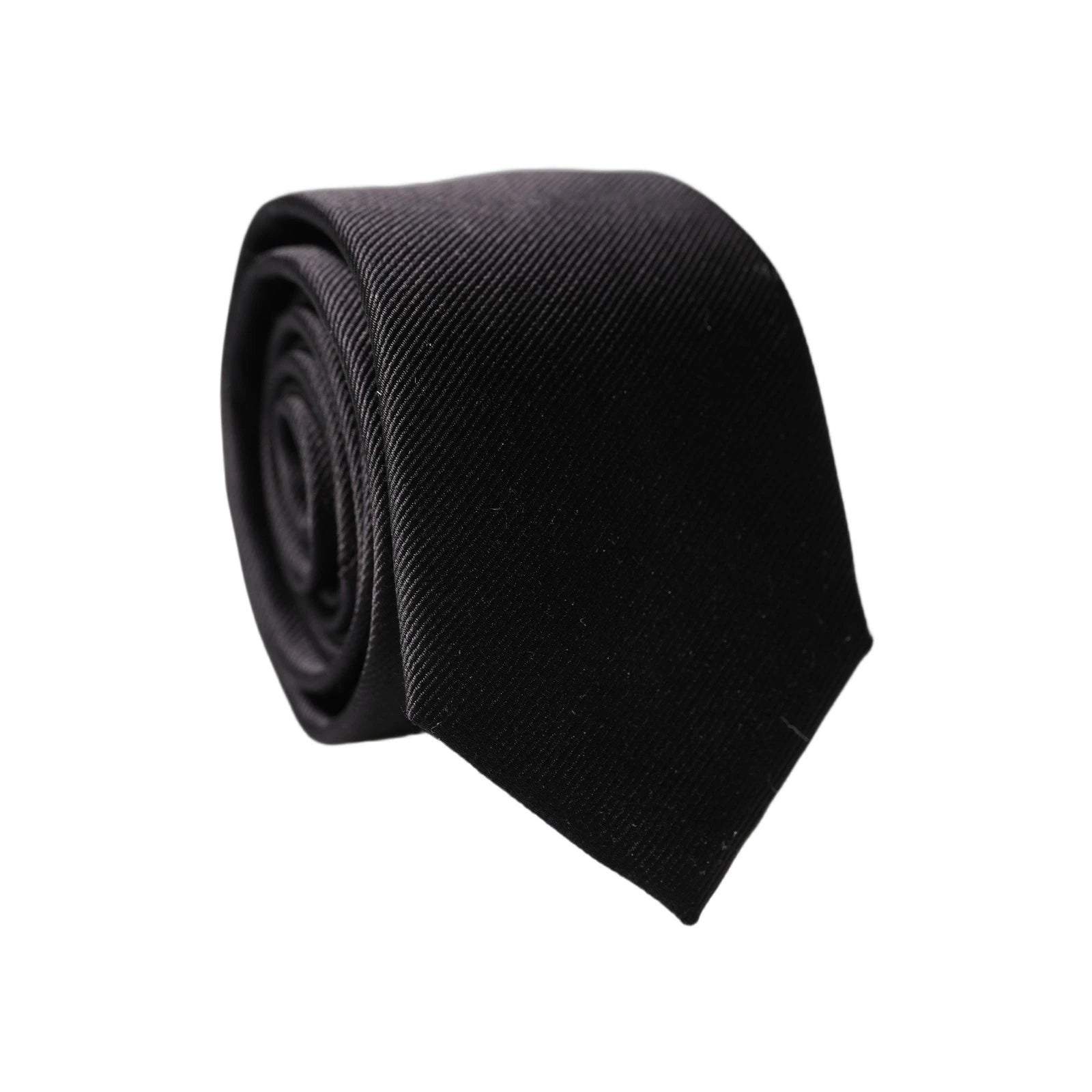 Dolce & Gabbana Black Solid 100% Silk Adjustable Men Tied Necktie Tie