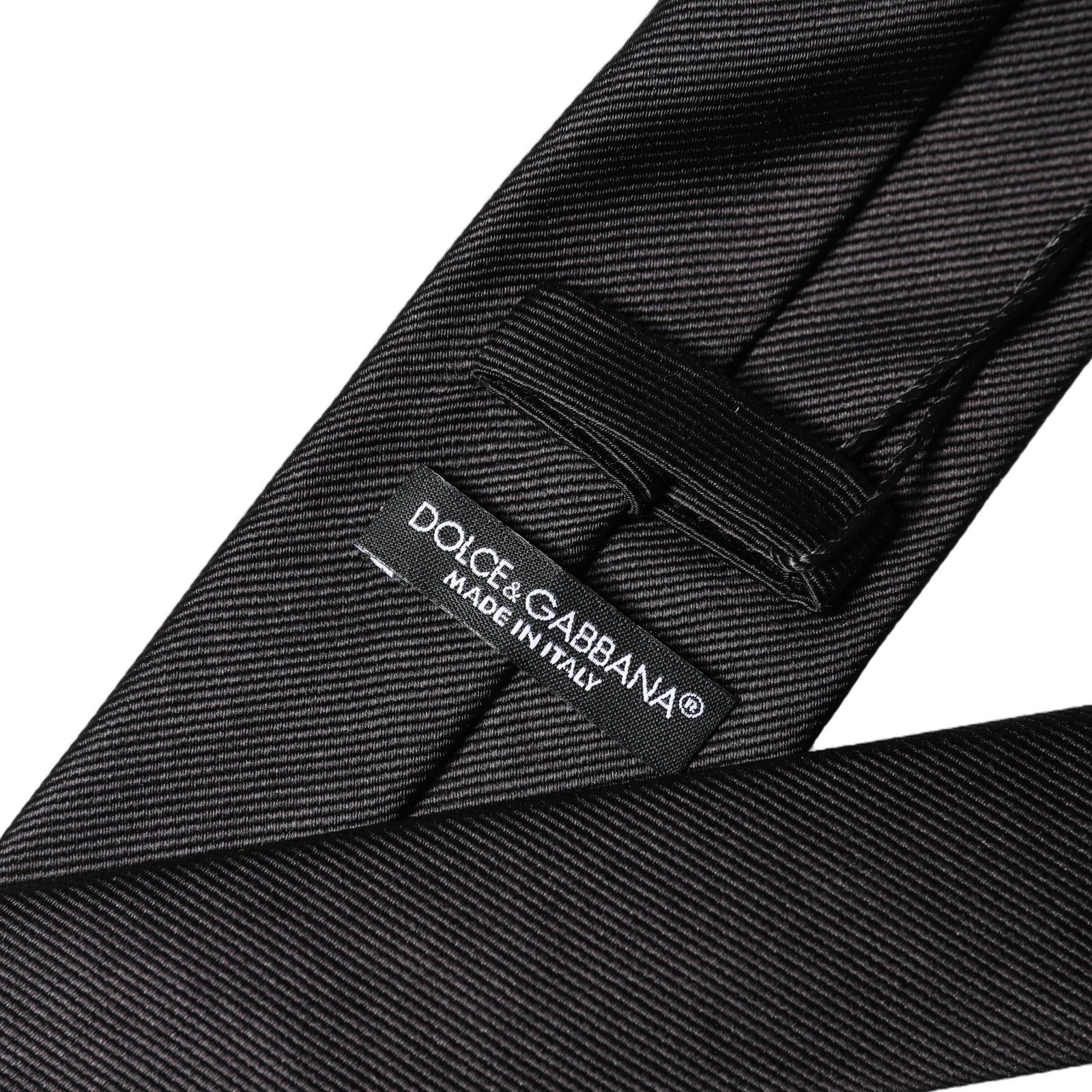 Dolce & Gabbana Black Solid 100% Silk Adjustable Men Tied Necktie Tie