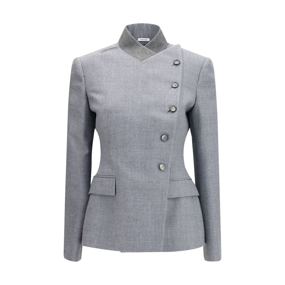 Alexander McQueen Gray Wool Oves Aries Full-Length Jacket