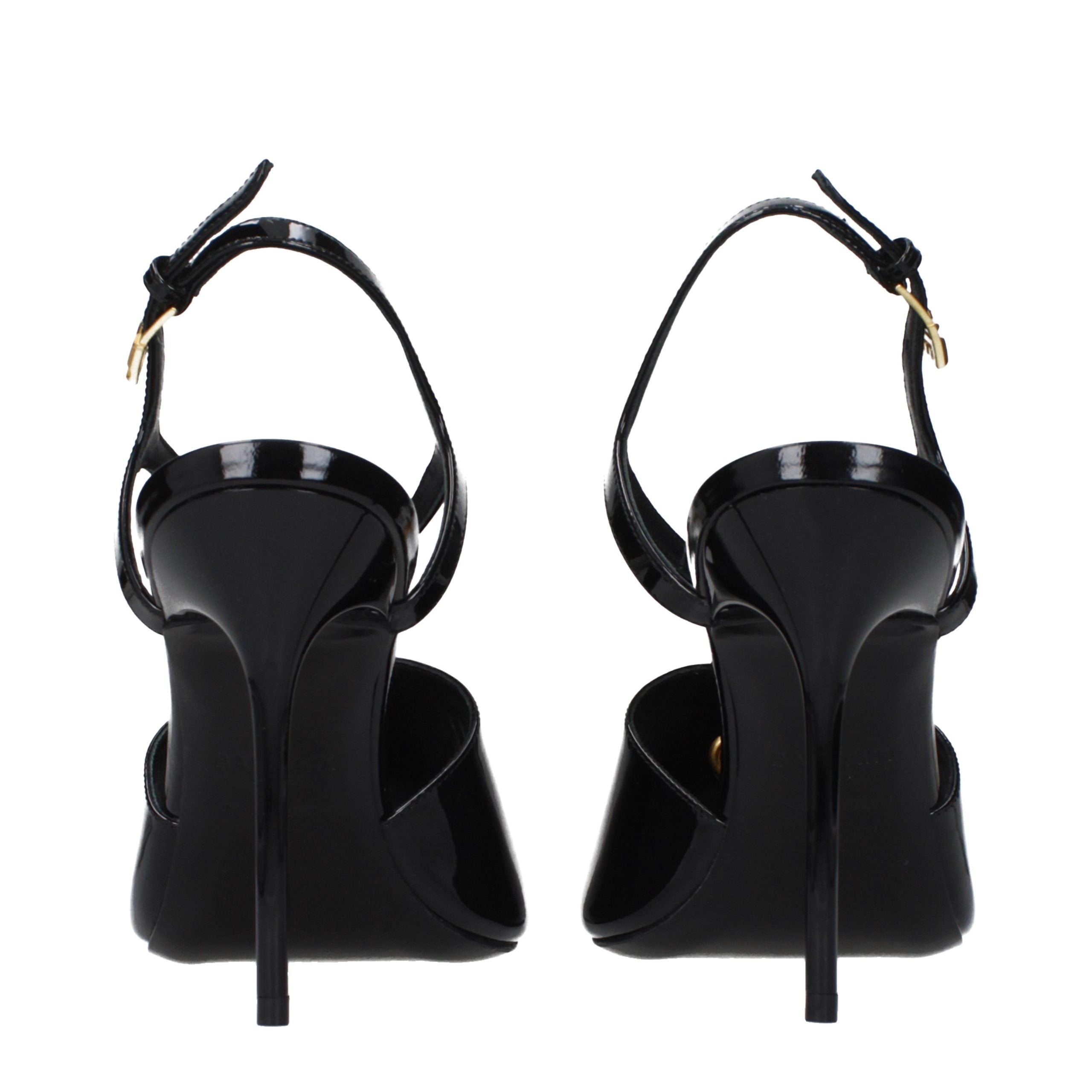 Balmain Black Leather Stiletto Heel Sandals