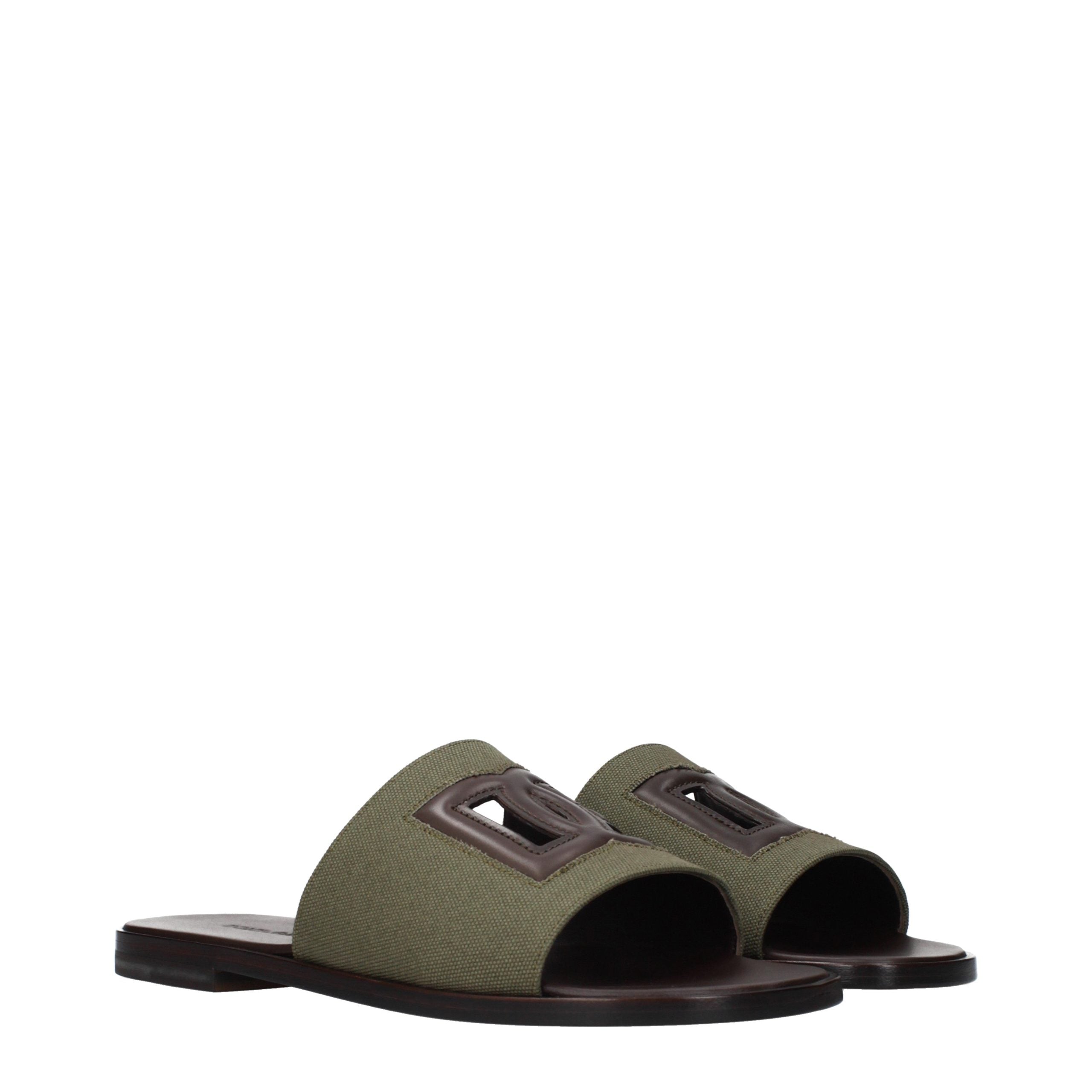 Dolce & Gabbana Green Fabric Slippers