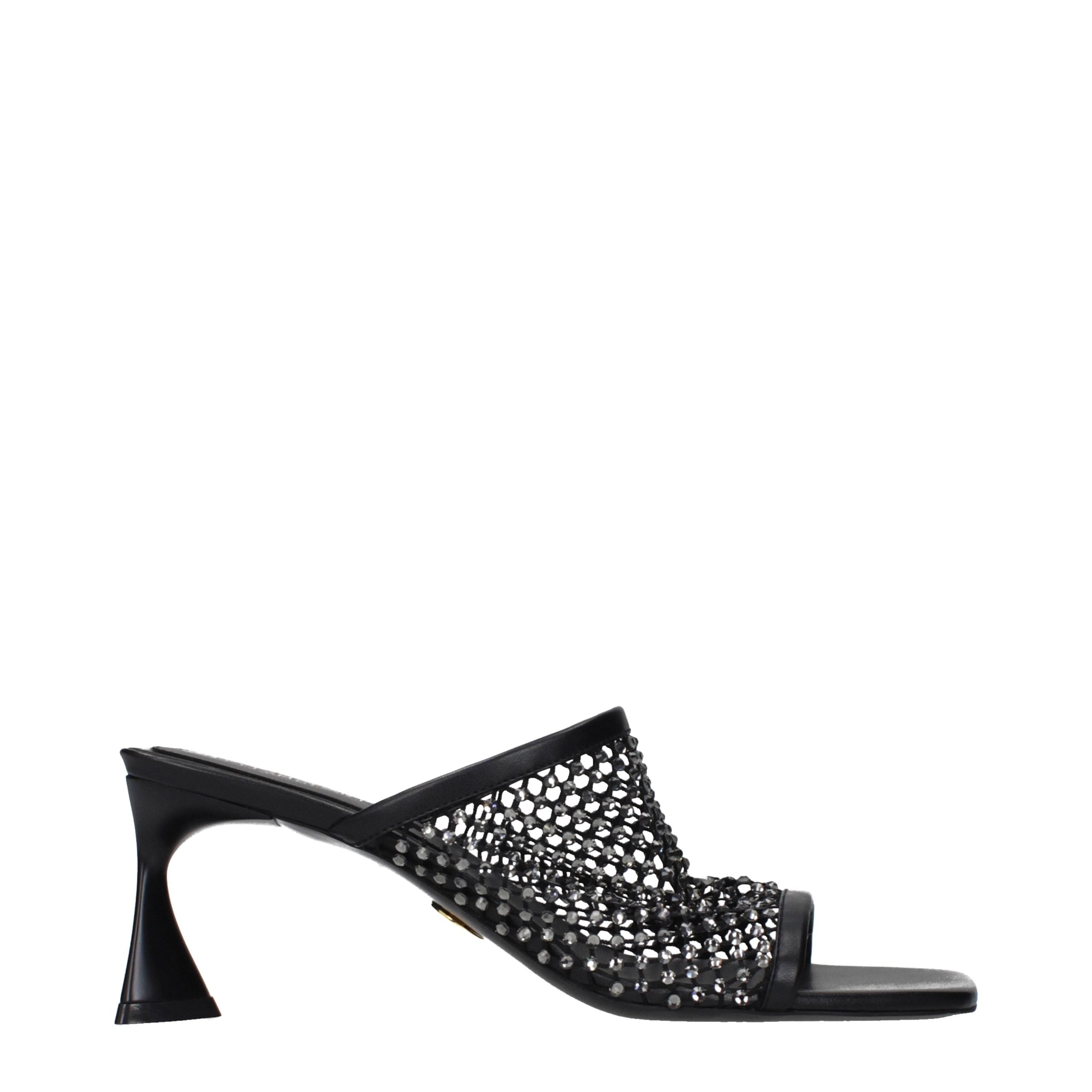 Stella McCartney Black Leather Stiletto Heel Sandals