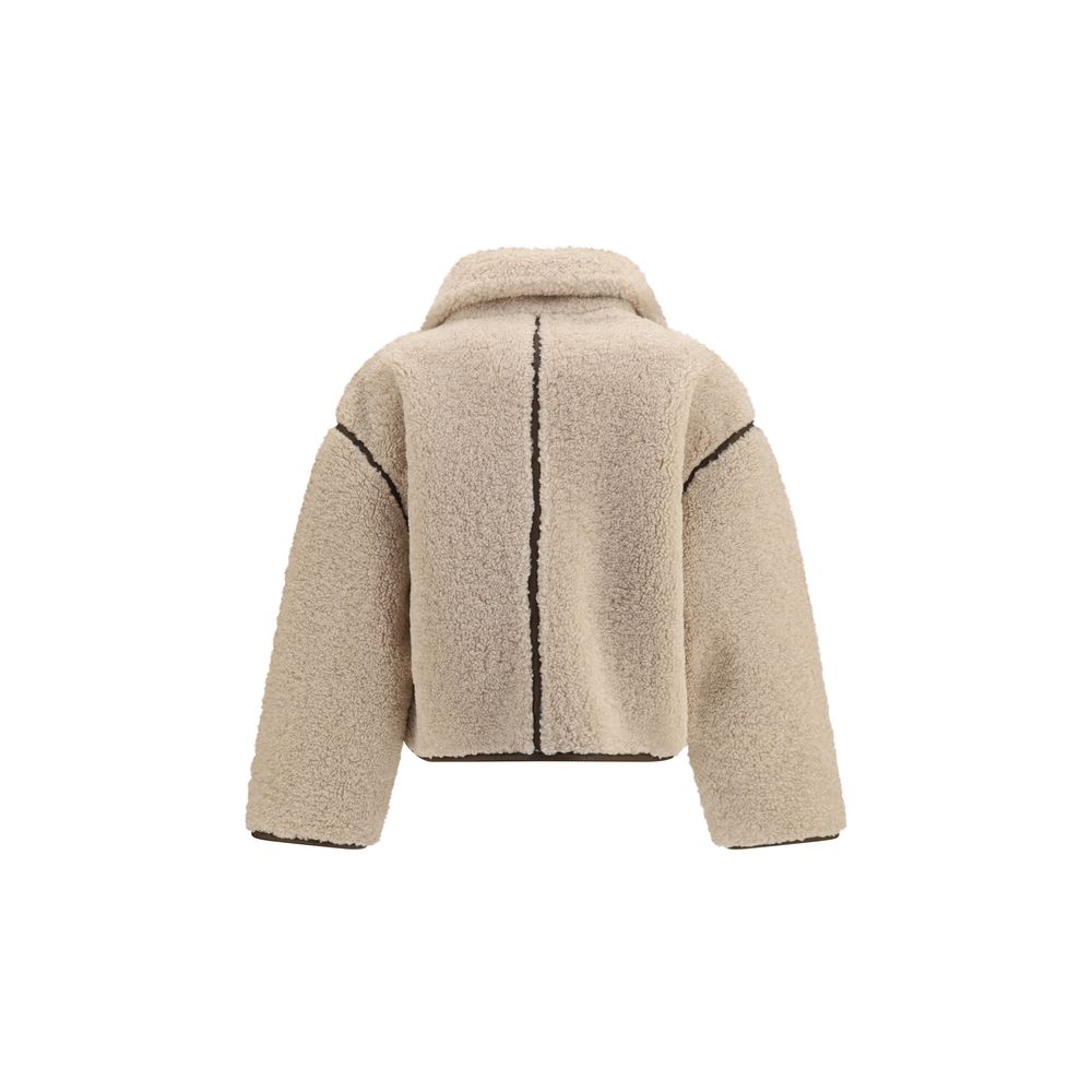 PINKO Beige Polyester Full-Length Jacket