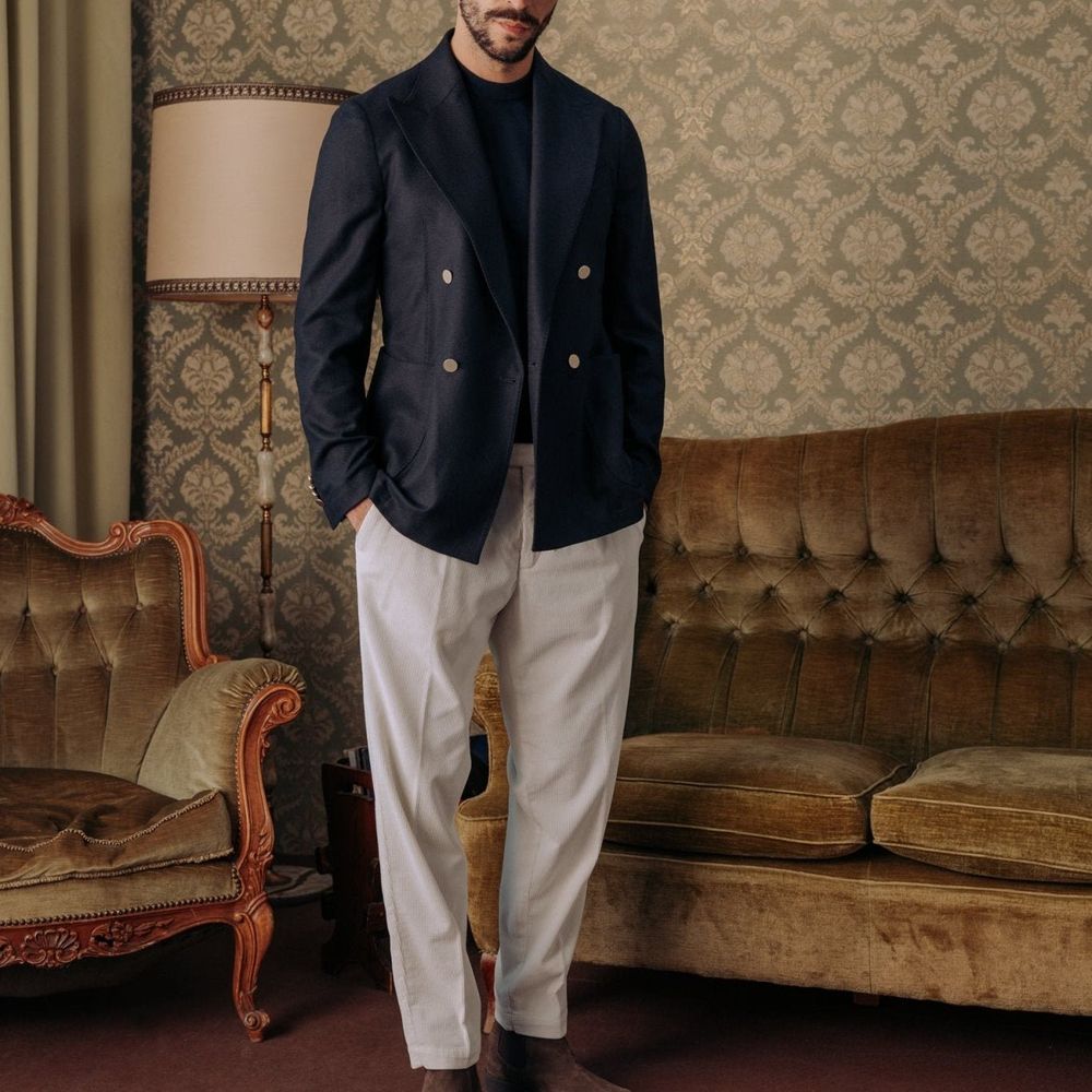 Autore Blue Wool Full-Length Jacket