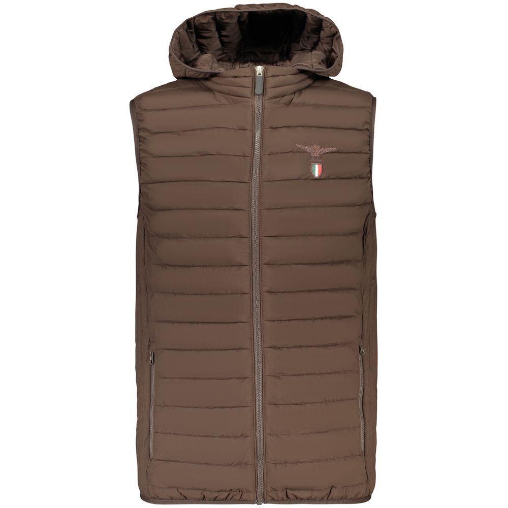 Accademia Militare Brown Polyester Sleeveless Jacket