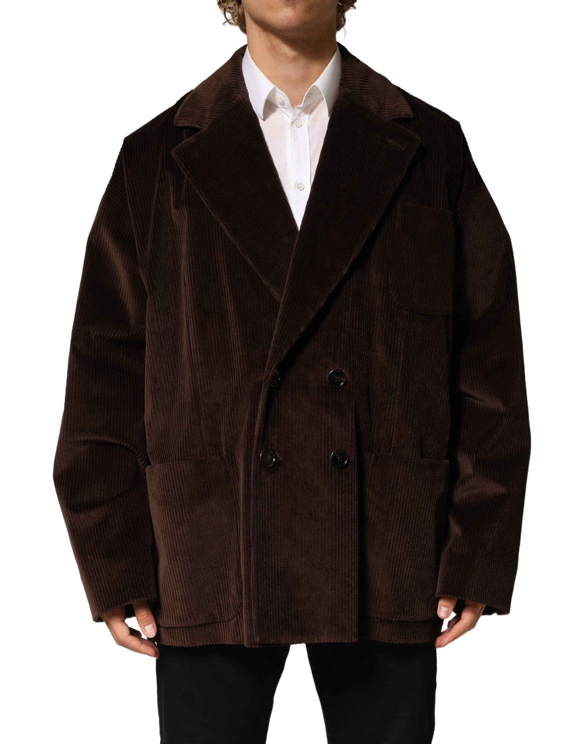 Dolce & Gabbana Brown Double Breasted Corduroy Blazer Jacket