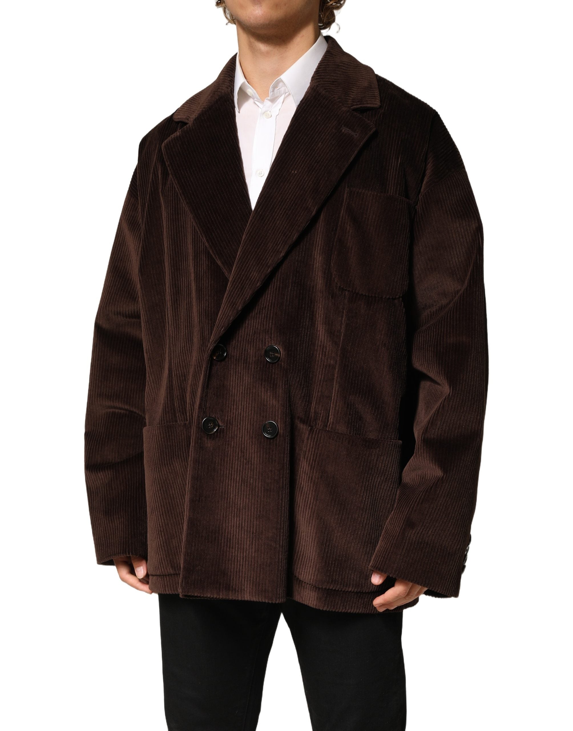 Dolce & Gabbana Brown Double Breasted Corduroy Blazer Jacket
