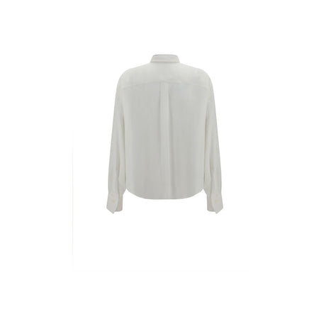 Brunello Cucinelli White Silk Dress Shirt