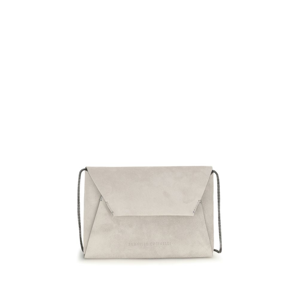 Brunello Cucinelli Gray Calf Leather Bos Taurus Clutch Bag