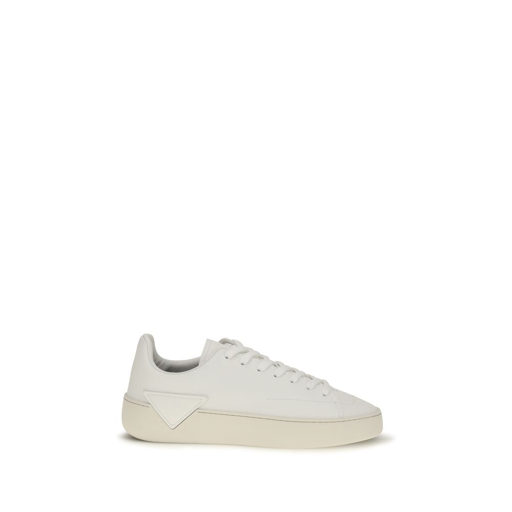 Prada White Calf Leather Bos Taurus Low Top Sneakers