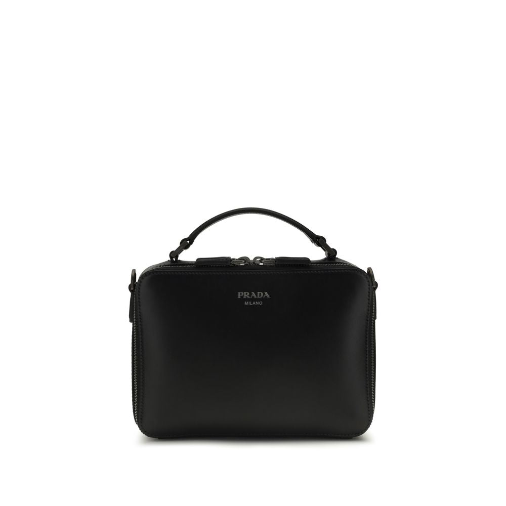Prada Black Calf Leather Bos Taurus Shoulder Bag