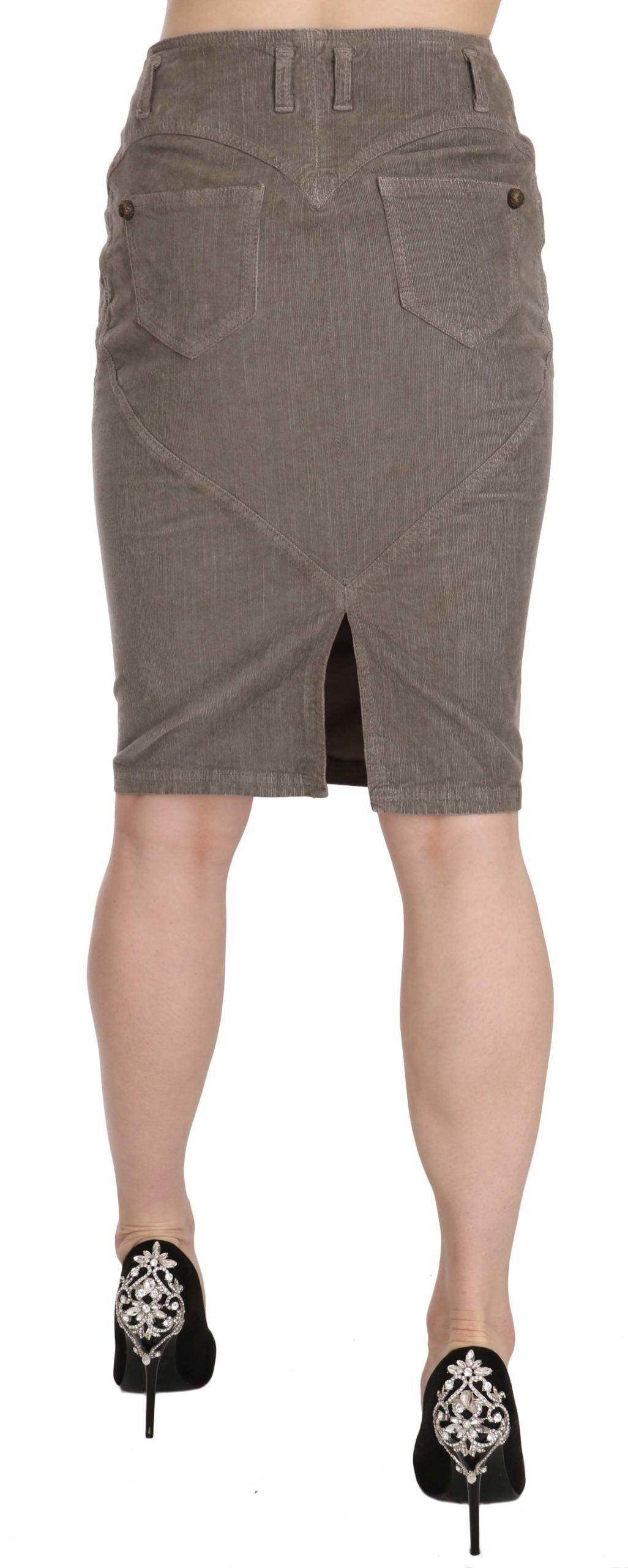 Just Cavalli Chic Gray Pencil Skirt with Logo Details - Hilstor