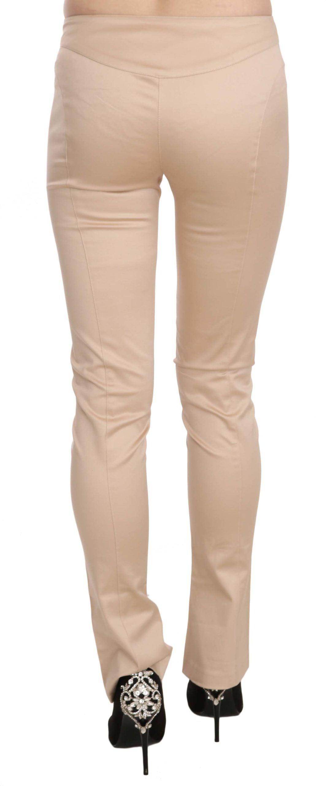 Just Cavalli Cream Low Waist Skinny Formal Trousers Pants - Hilstor