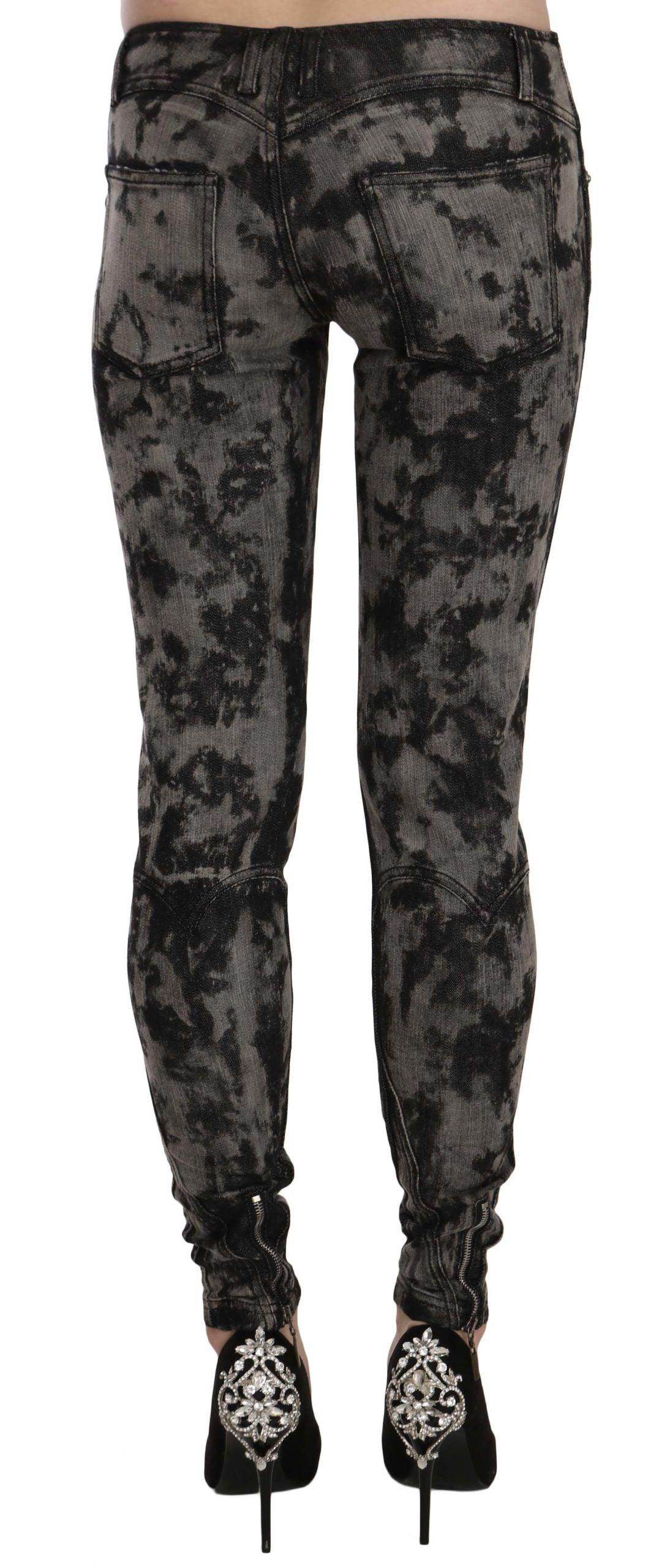 Just Cavalli Black Gray Faded Low Waist Skinny Denim Trousers Jeans - Hilstor