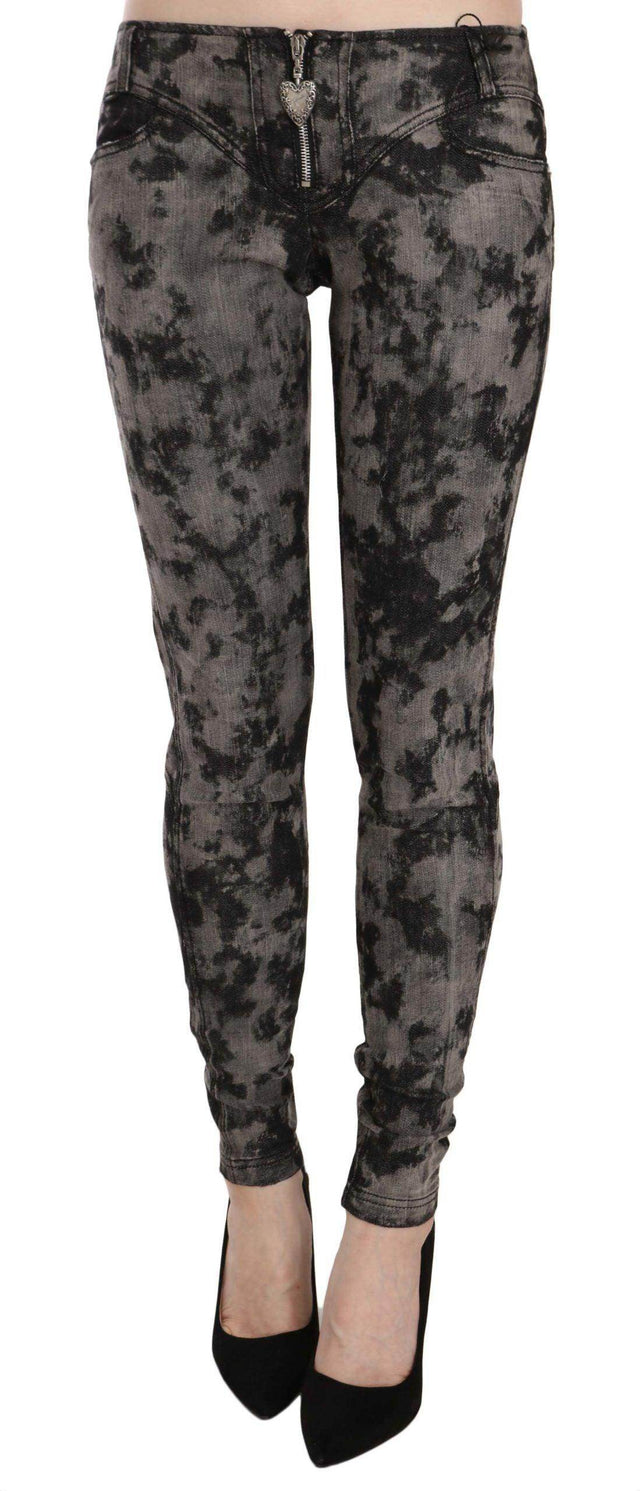 Just Cavalli Black Gray Faded Low Waist Skinny Denim Trousers Jeans - Hilstor
