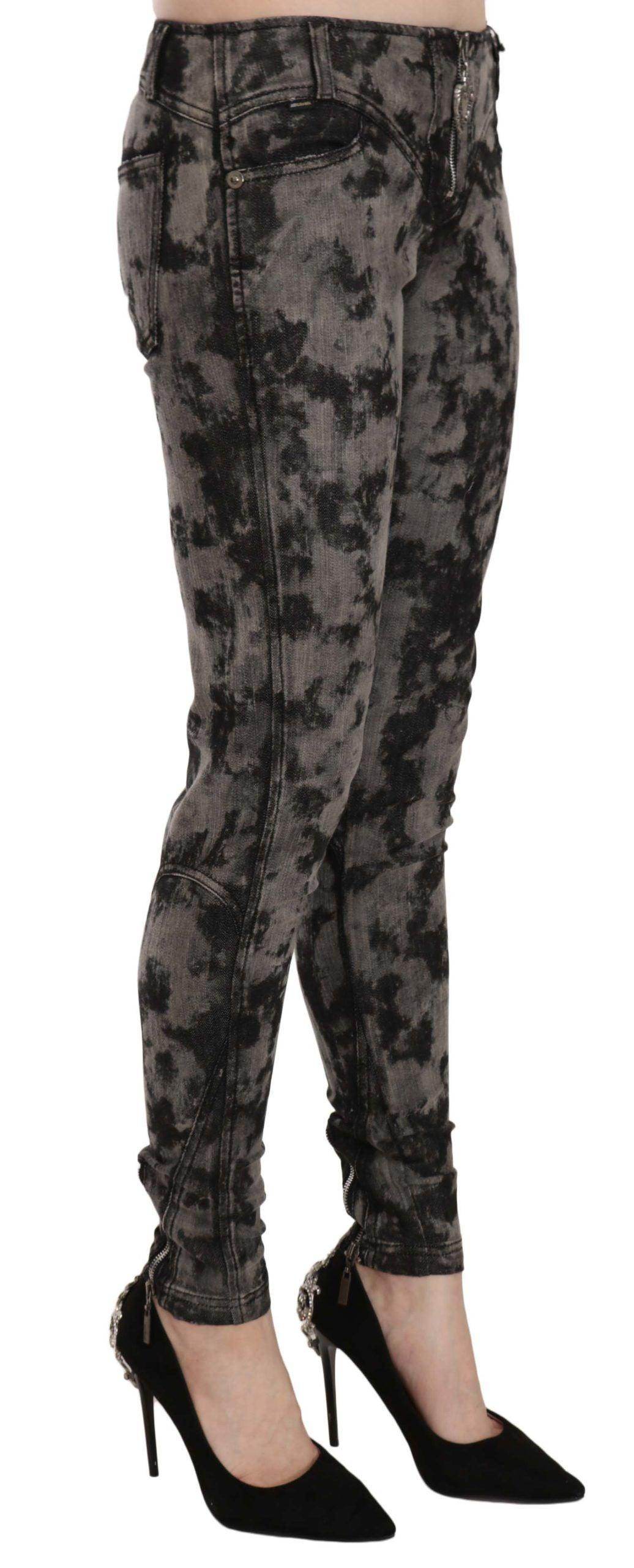 Just Cavalli Black Gray Faded Low Waist Skinny Denim Trousers Jeans - Hilstor