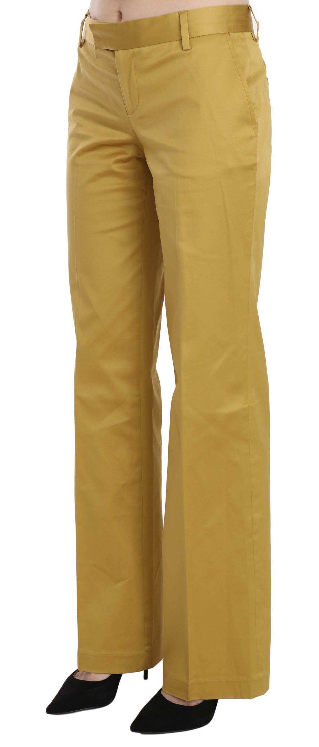 Just Cavalli Mustard Yellow Straight Formal Trousers Pants - Hilstor