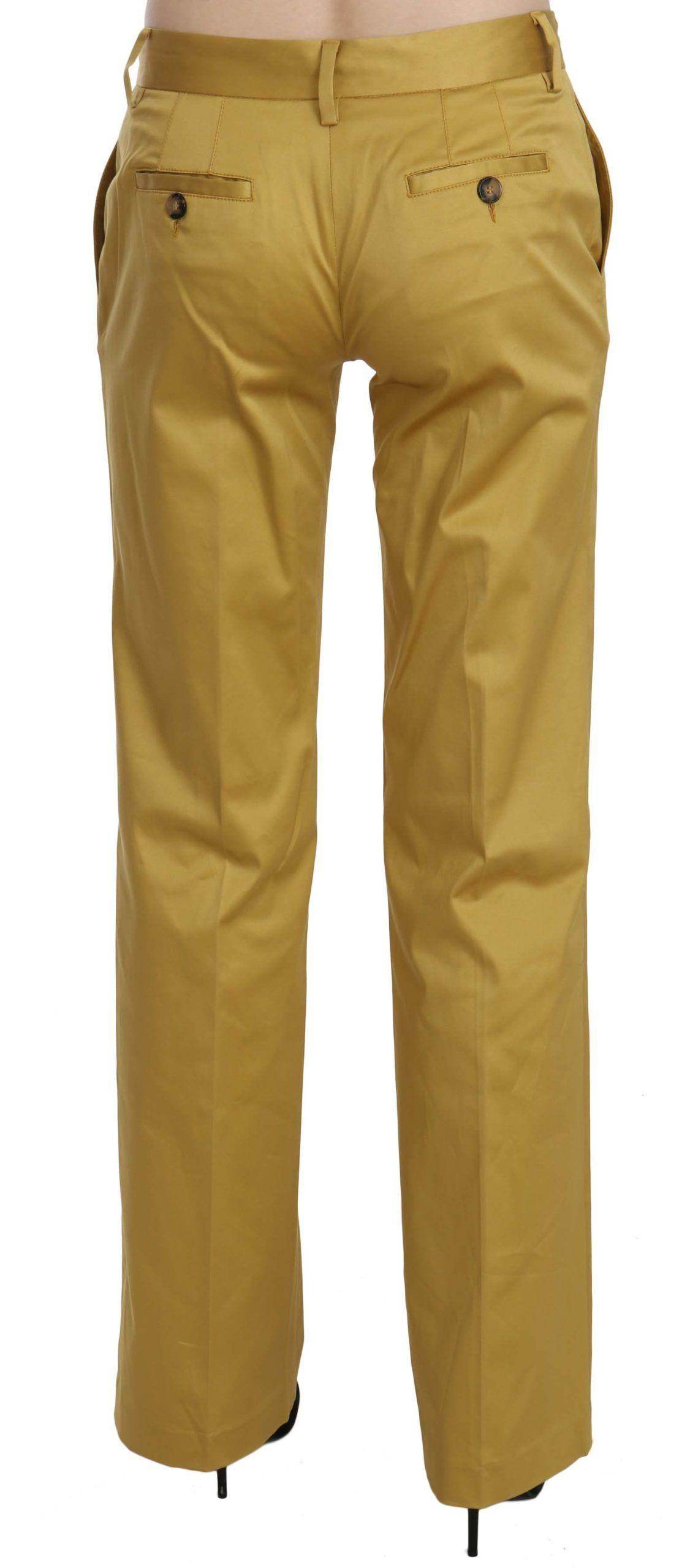 Just Cavalli Mustard Yellow Straight Formal Trousers Pants - Hilstor