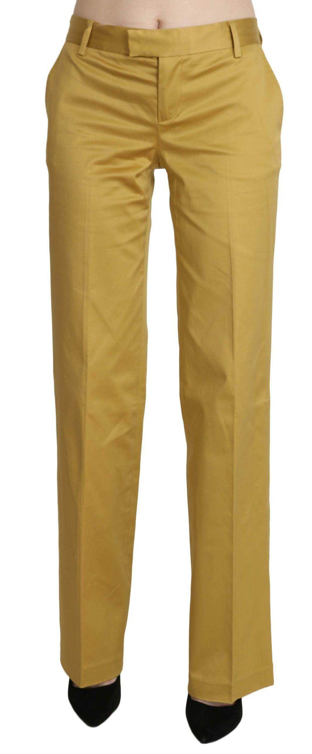 Just Cavalli Mustard Yellow Straight Formal Trousers Pants - Hilstor