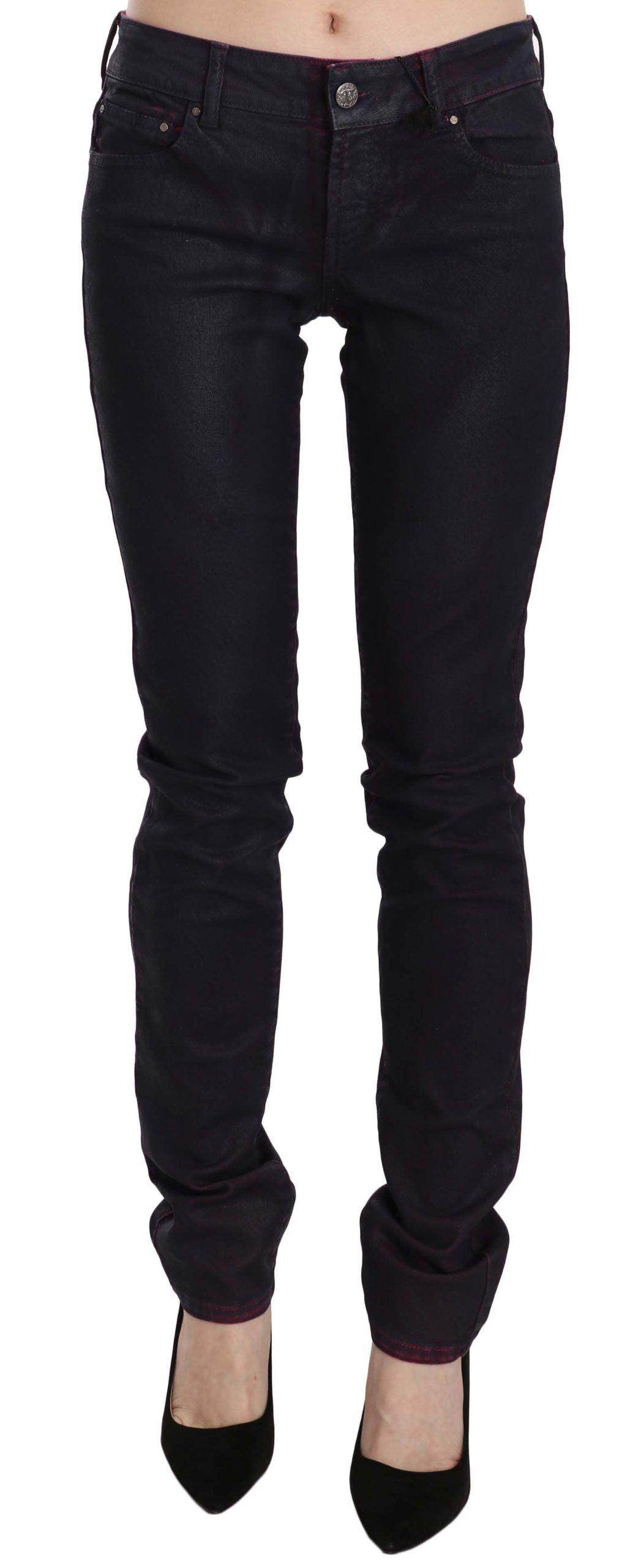 Just Cavalli Black Cotton Low Waist Skinny Denim Pants - Hilstor