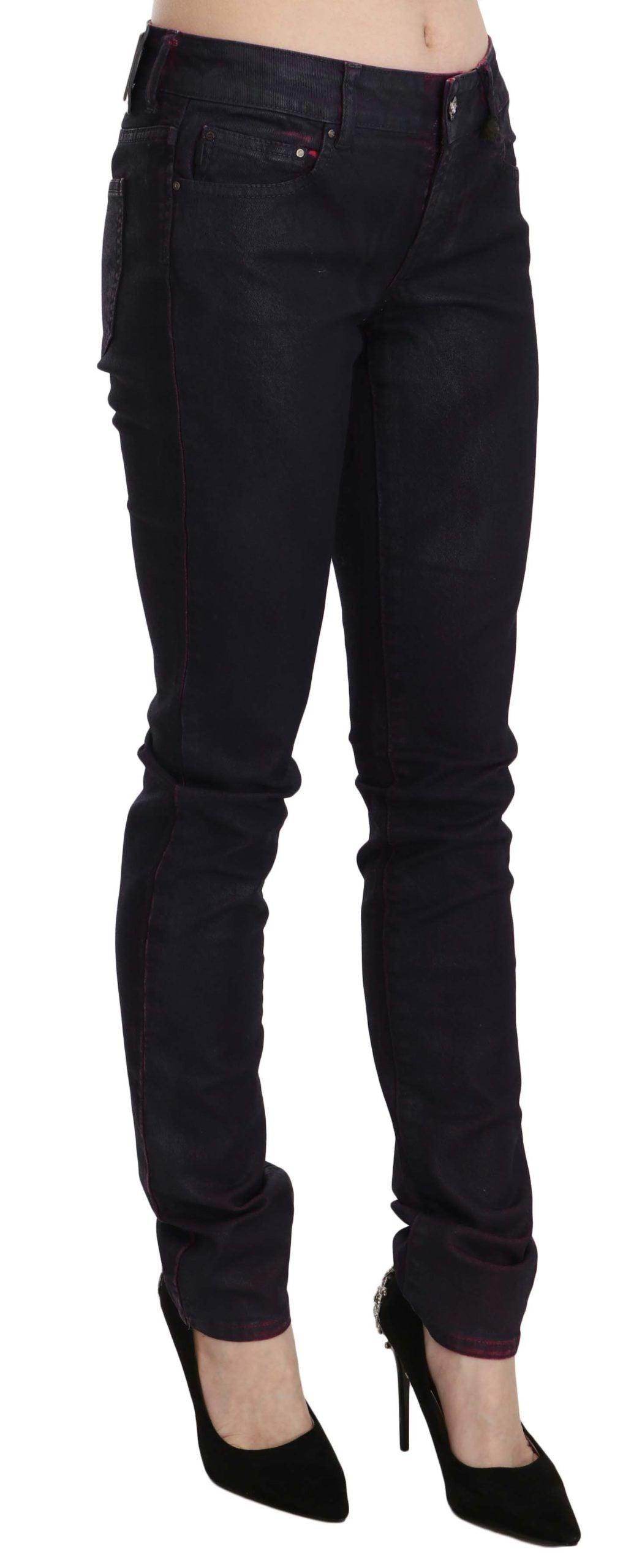 Just Cavalli Black Cotton Low Waist Skinny Denim Pants - Hilstor