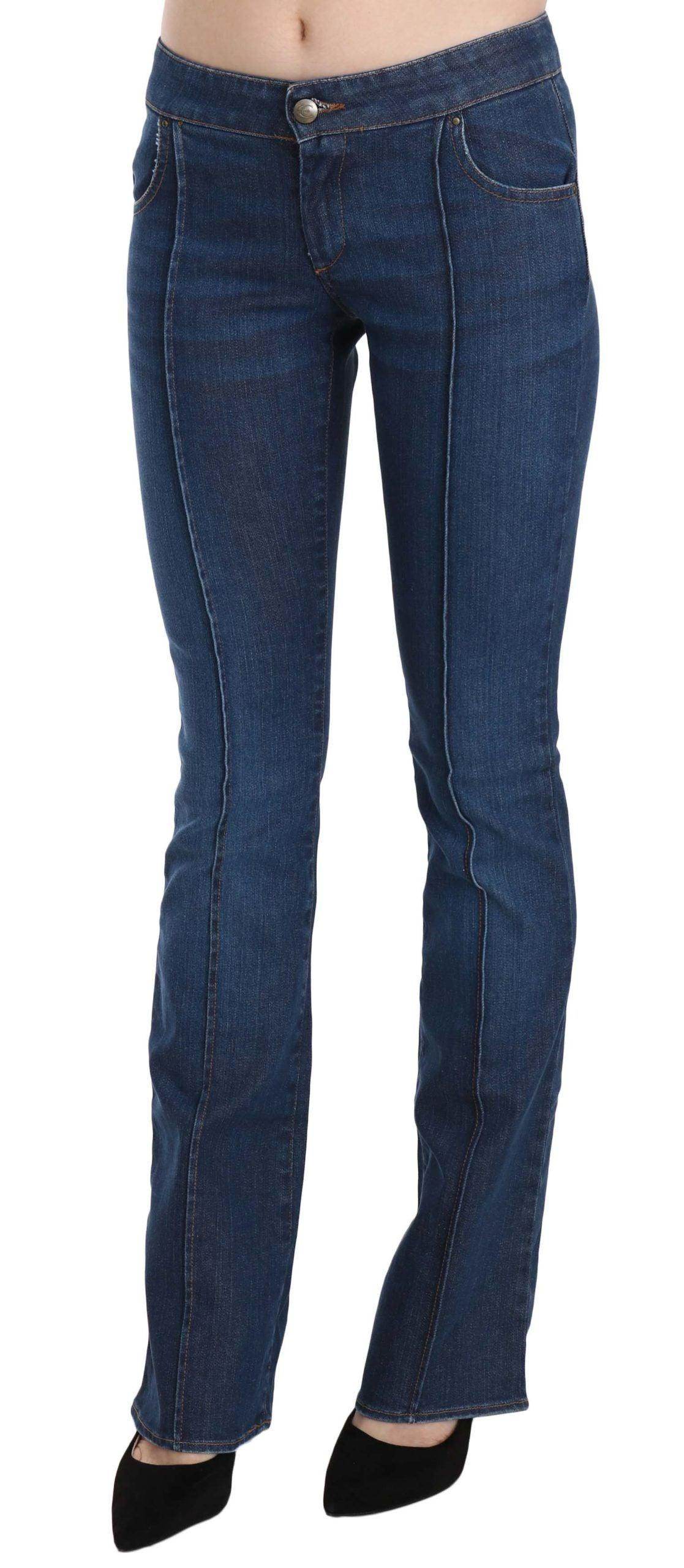 Just Cavalli Blue Low Waist Boot Cut Denim Pants Jeans - Hilstor