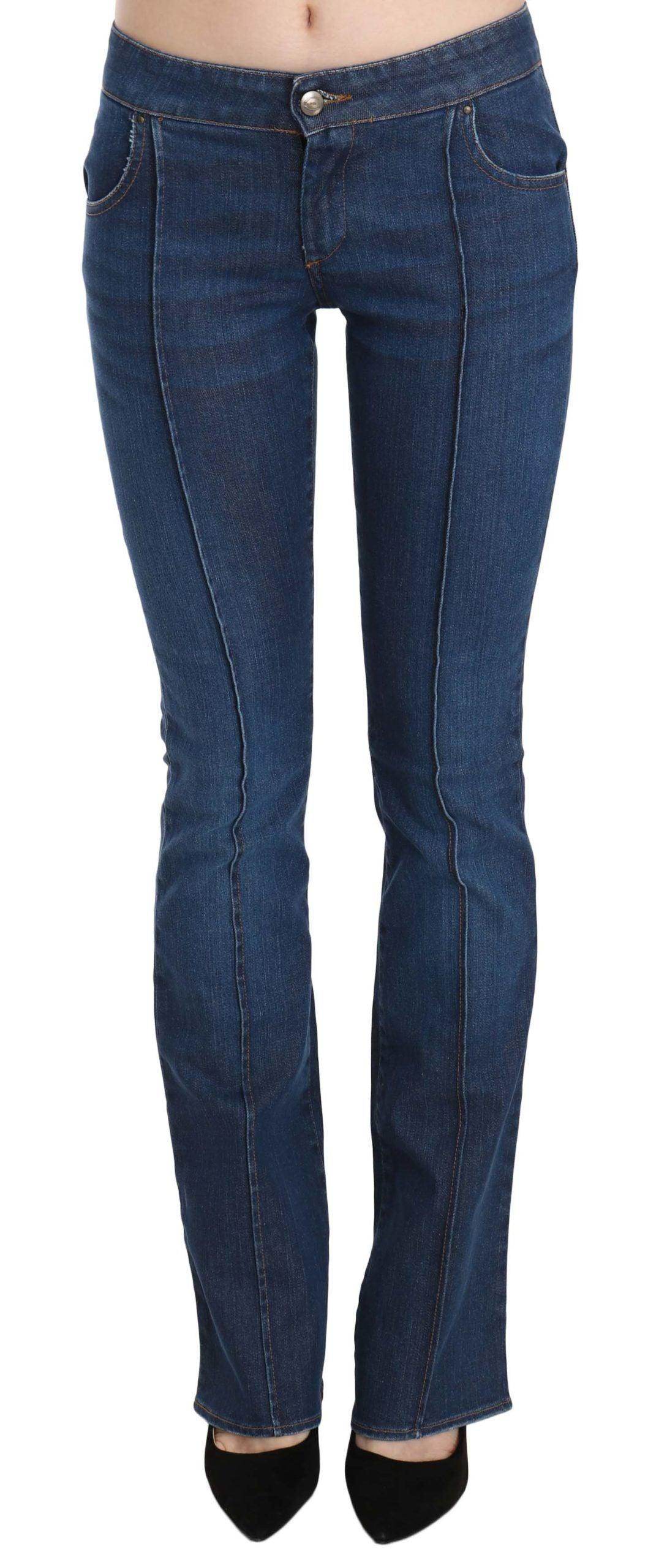 Just Cavalli Blue Low Waist Boot Cut Denim Pants Jeans - Hilstor