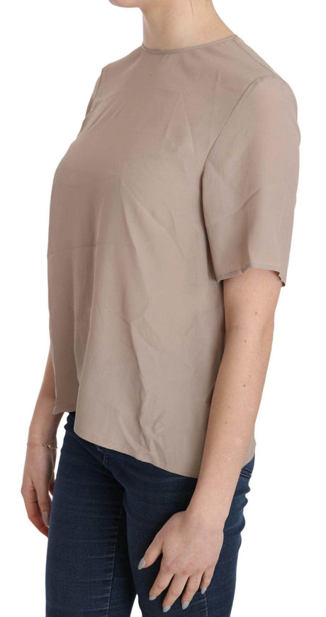 Dolce & Gabbana Beige Crew Neck Short Sleeve Blouse - Hilstor