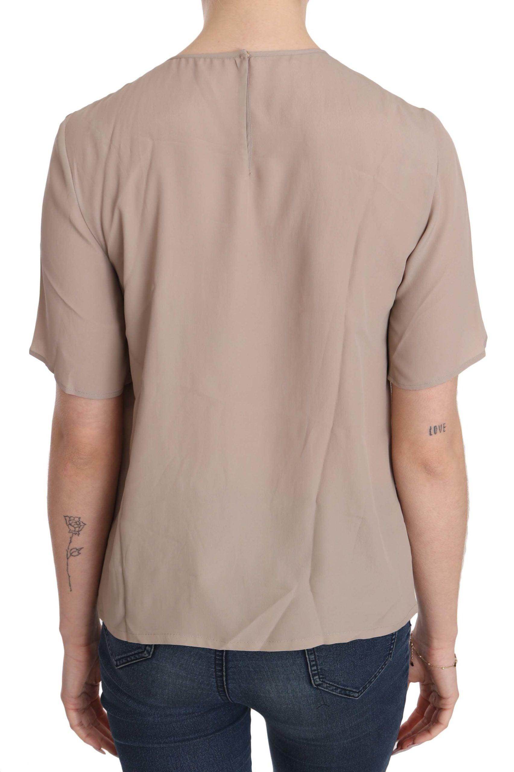 Dolce & Gabbana Beige Crew Neck Short Sleeve Blouse - Hilstor